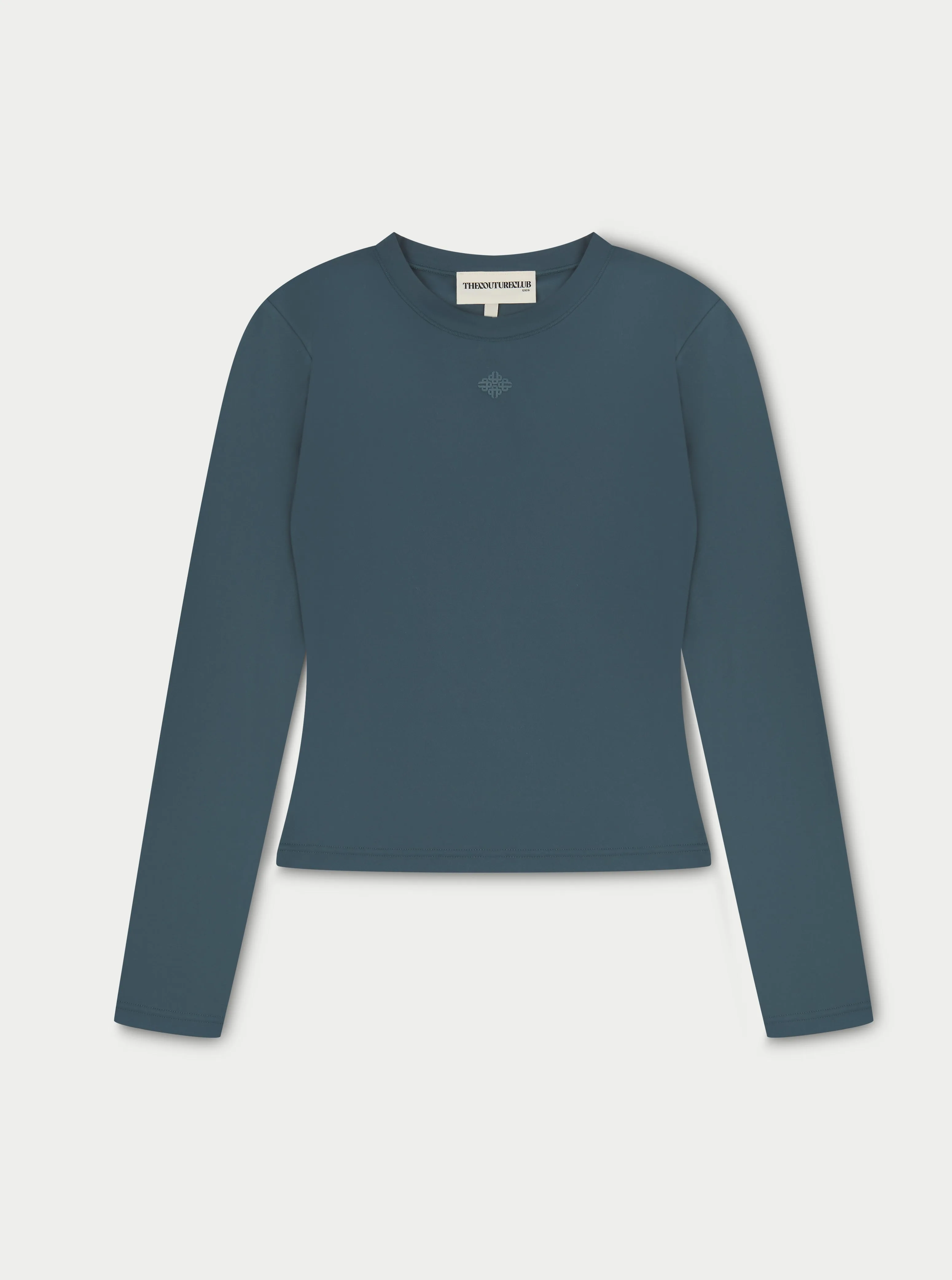 EMBLEM SCULPTING STRETCH LONG SLEEVE TOP - PETROL BLUE