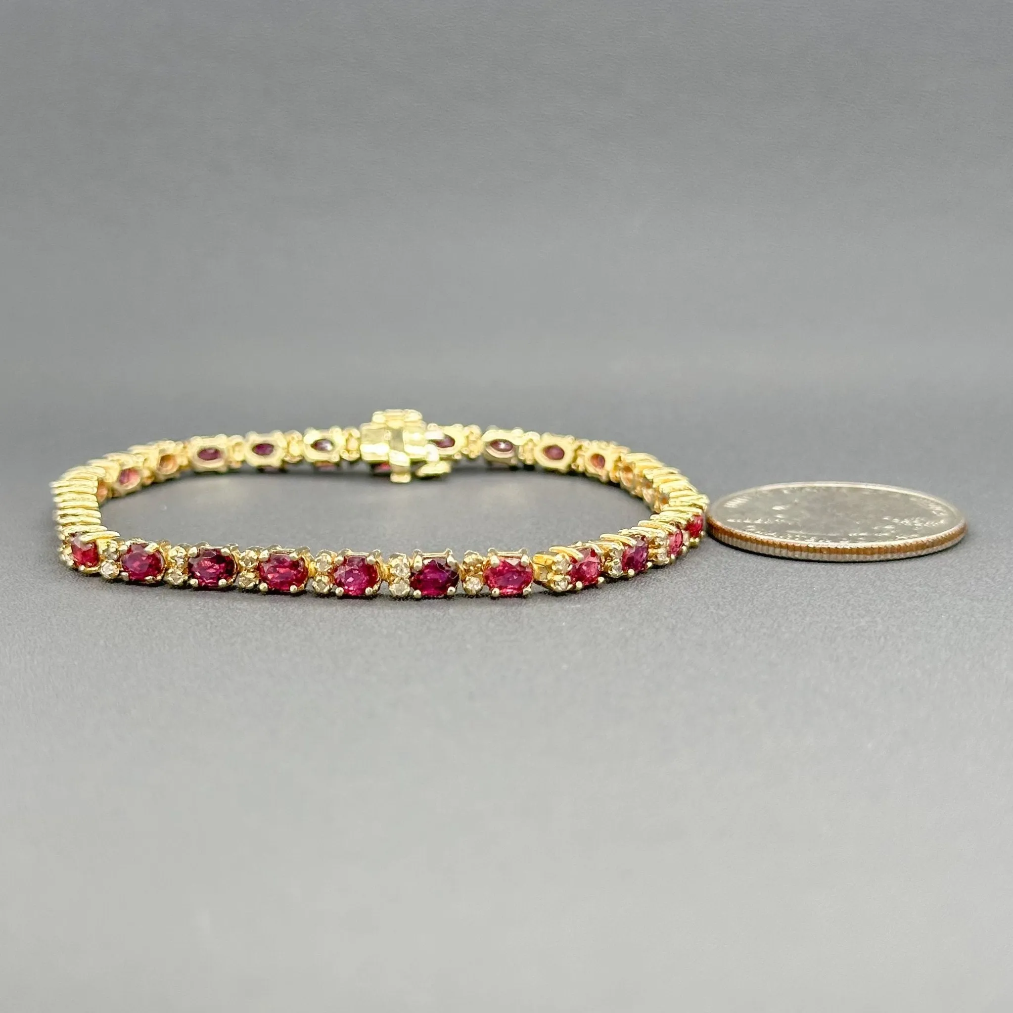 Estate 14K Y Gold 7.00ctw Ruby & 0.49ctw H/SI2-I1 Diamond Bracelet