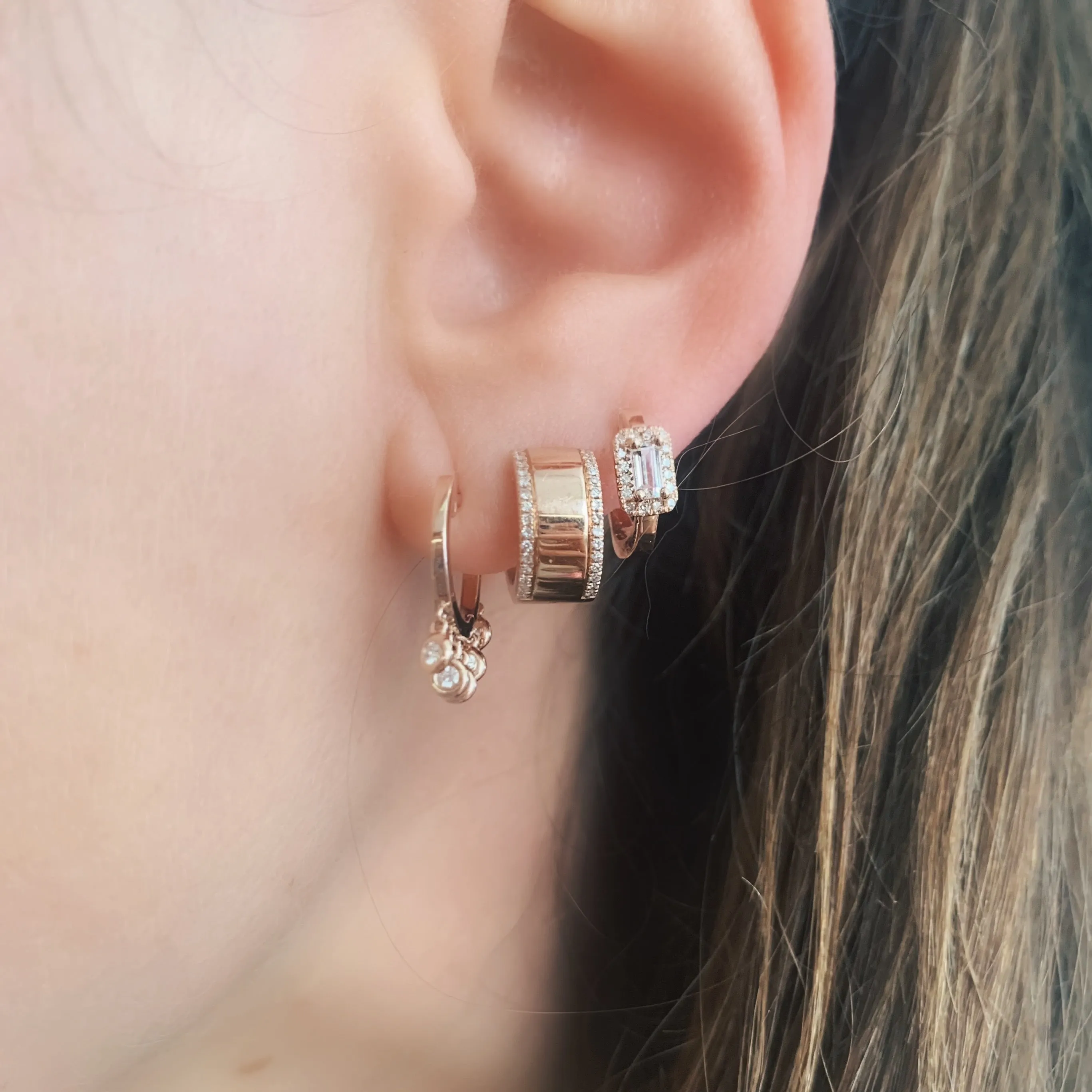 Fancy Gold & Diamond Huggie Earrings