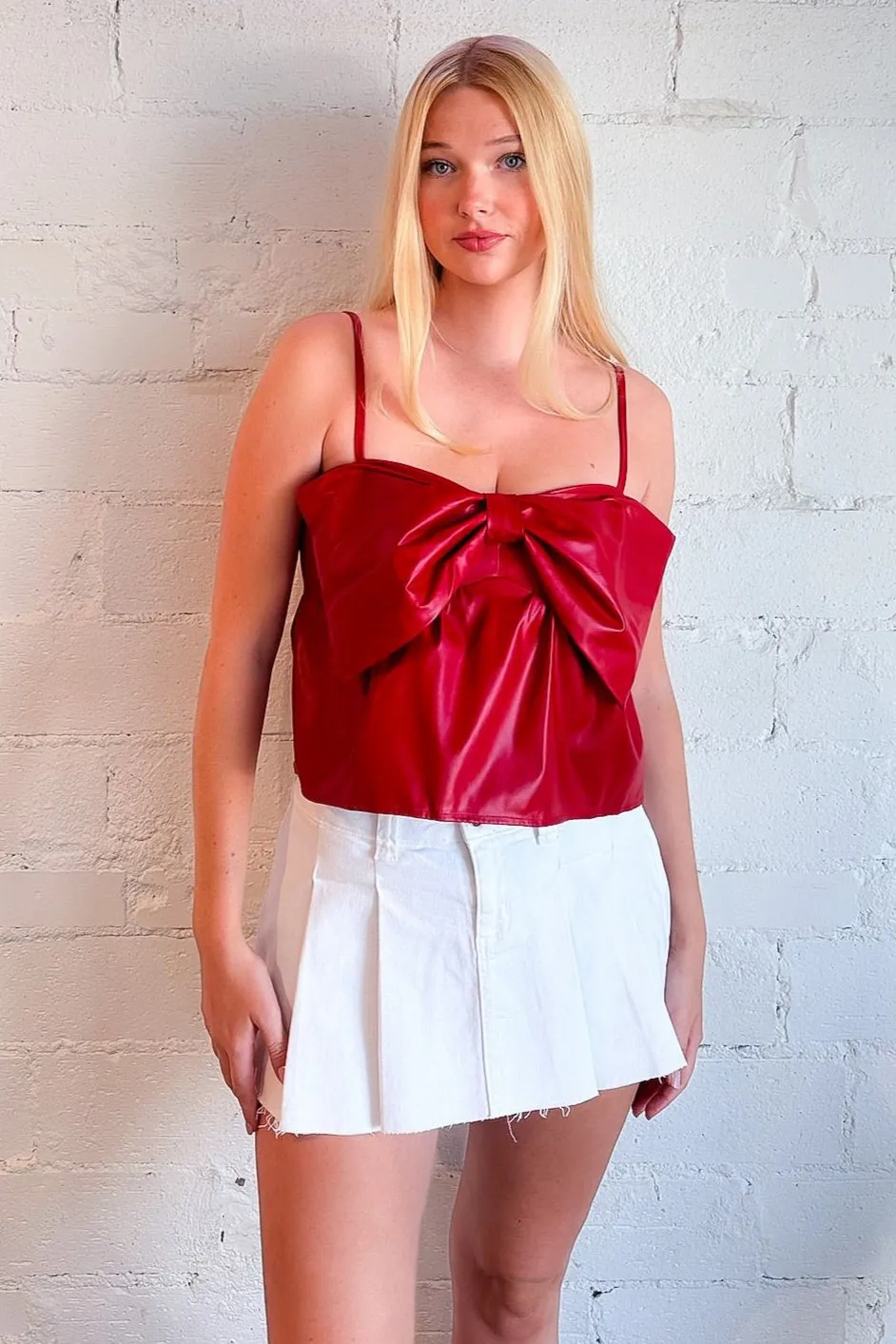 Faux Leather Bow Top