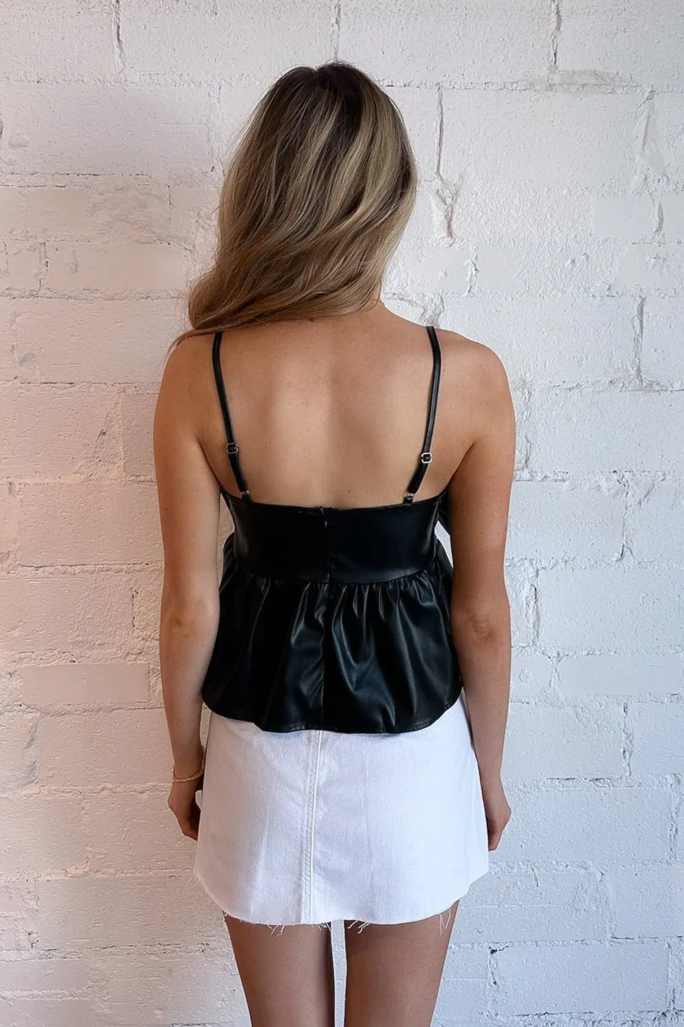 Faux Leather Bow Top