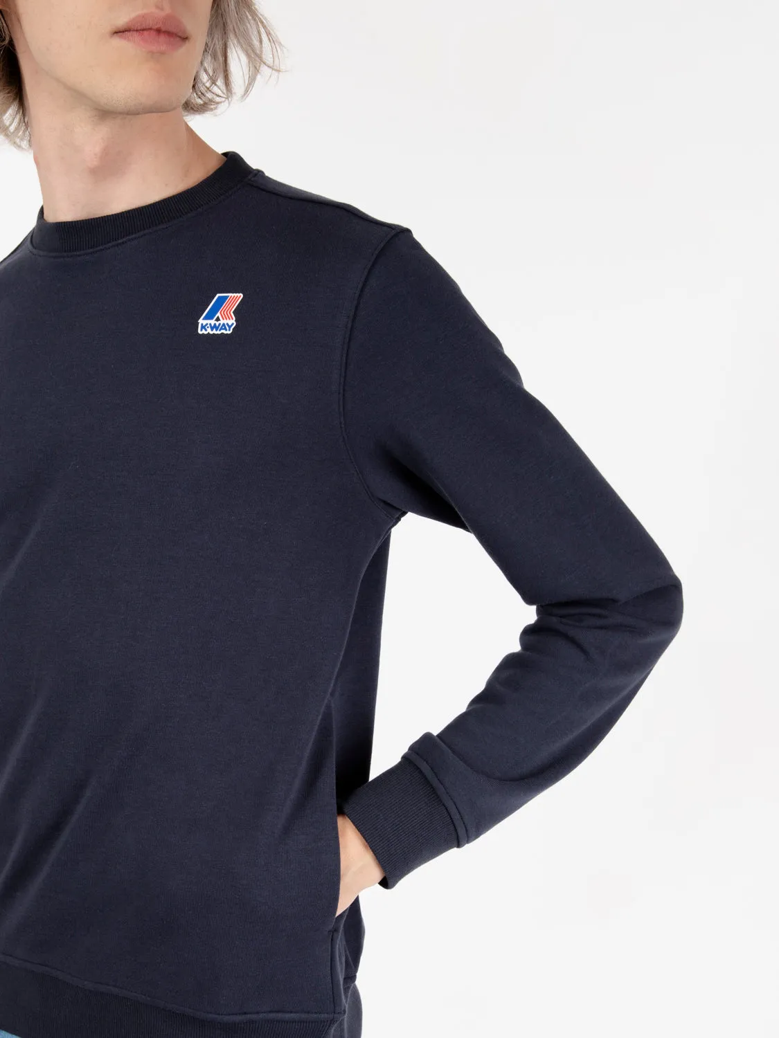 Felpa crew Le Vrai Auguste poly cotton blue depth