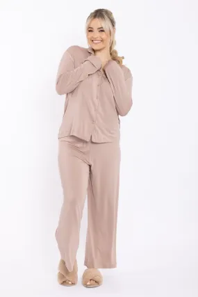 FINAL SALE Long Sleeve PJ Top in Dark Beige