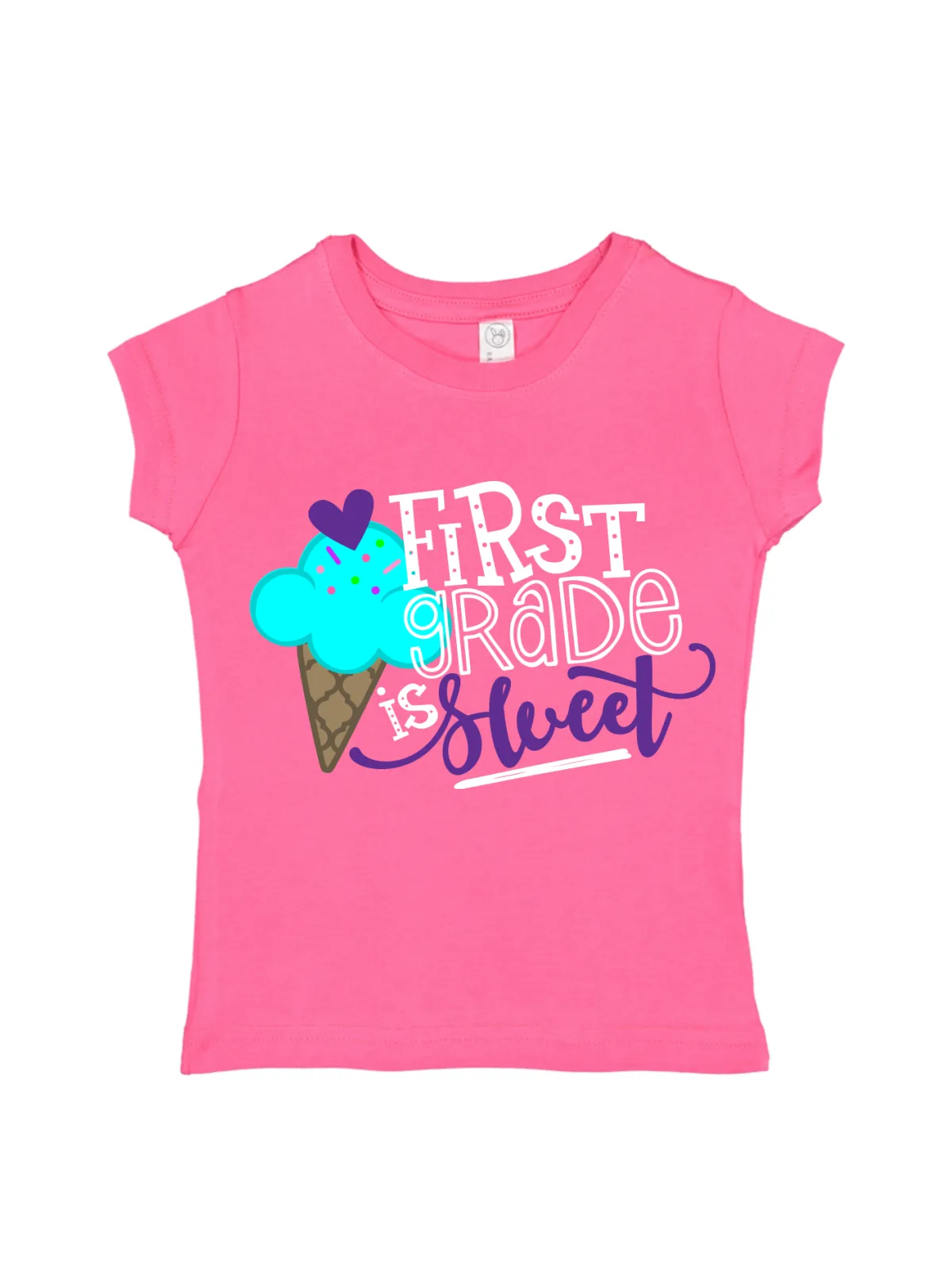 First Grade is Sweet Girls Shirt - White, Black, Blue, and Pink