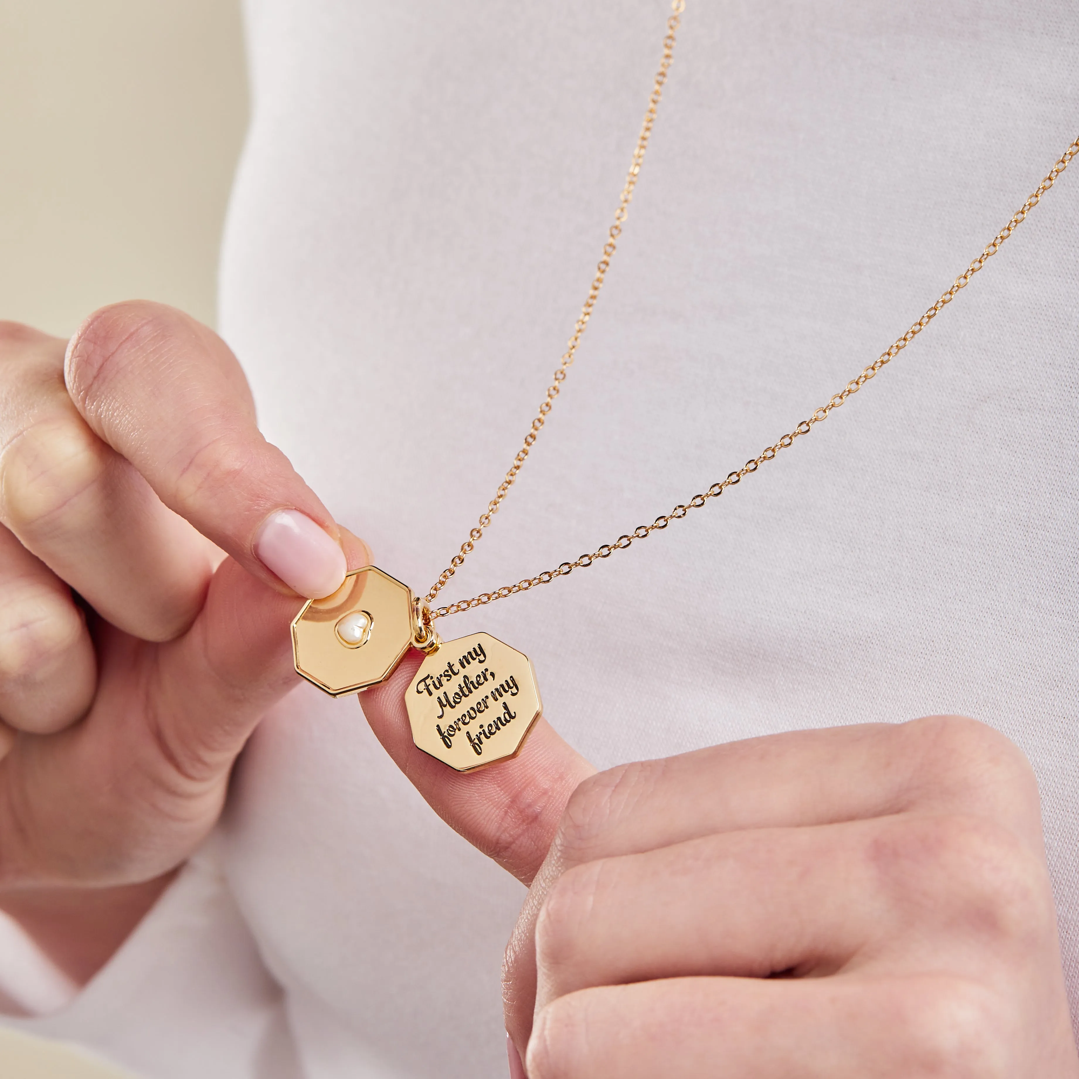 'First My Mother, Forever My Friend' Slider Charm Necklace