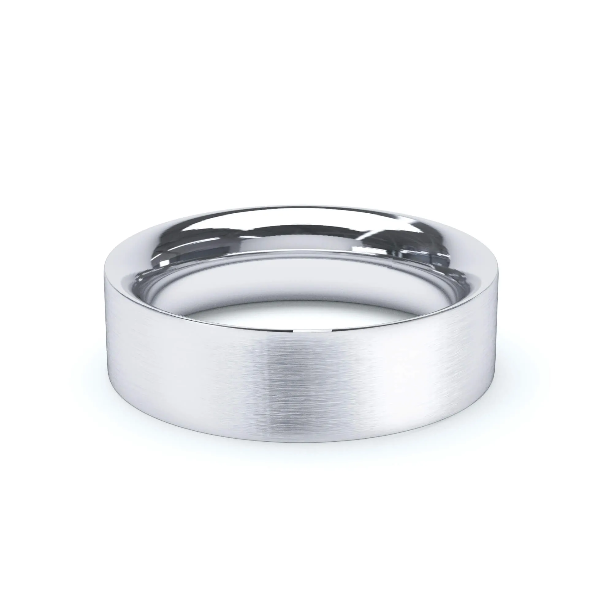 - Flat Court Profile Satin Polish Wedding Ring 18k White Gold