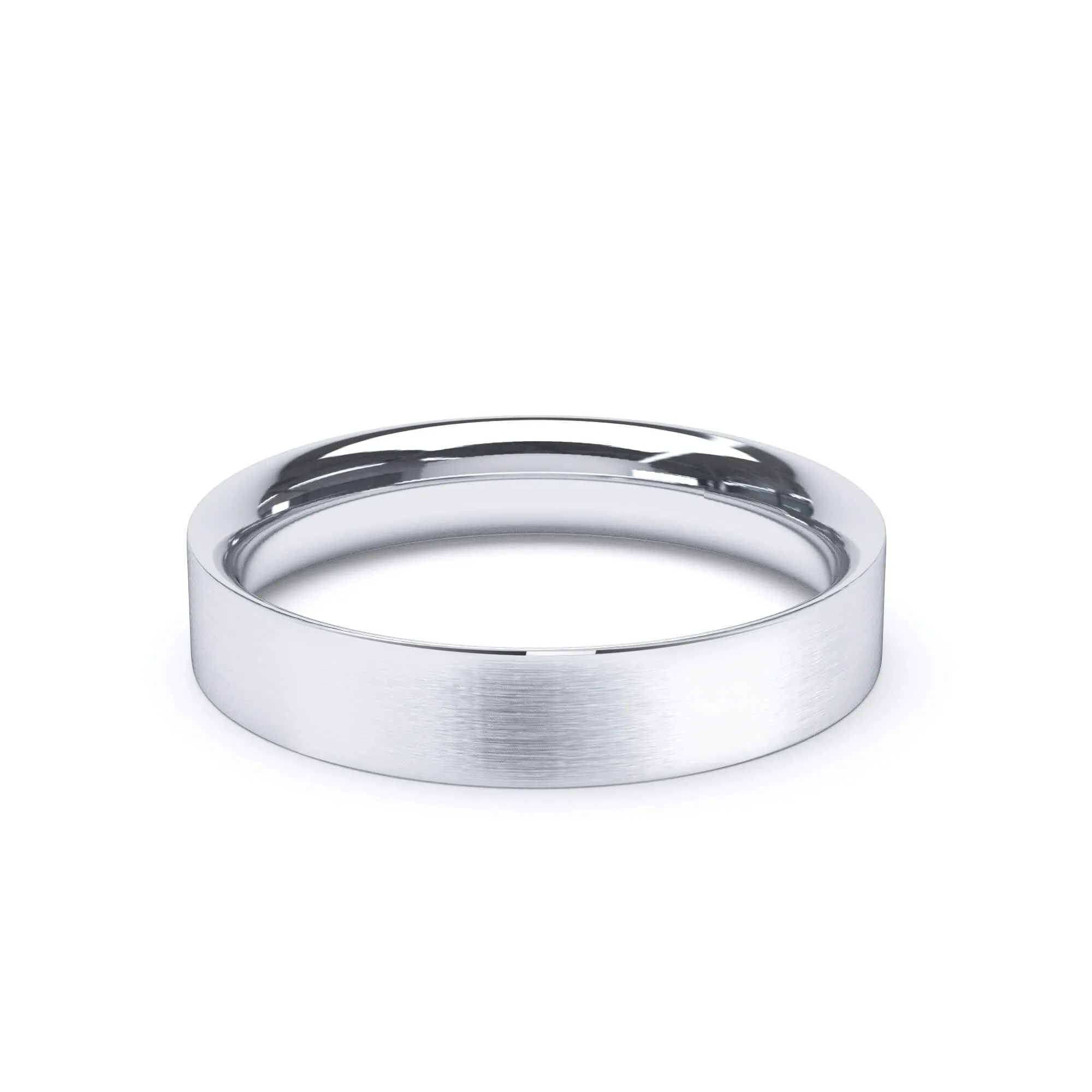 - Flat Court Profile Satin Polish Wedding Ring 18k White Gold