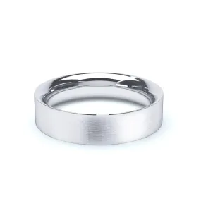 - Flat Court Profile Satin Polish Wedding Ring 18k White Gold