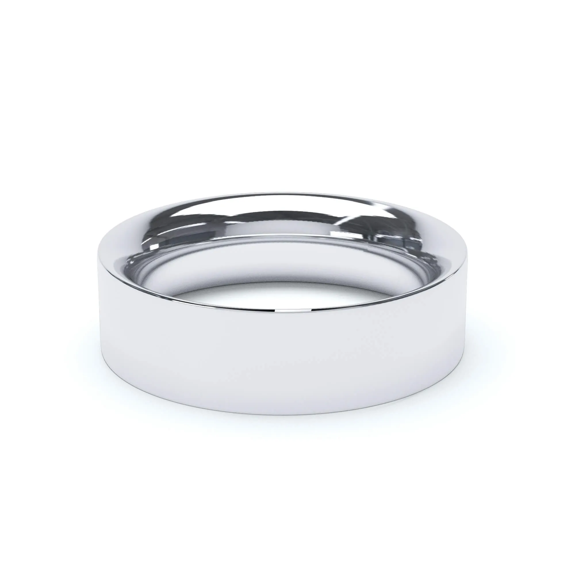 - Flat Court Profile Wedding Ring 18k White Gold