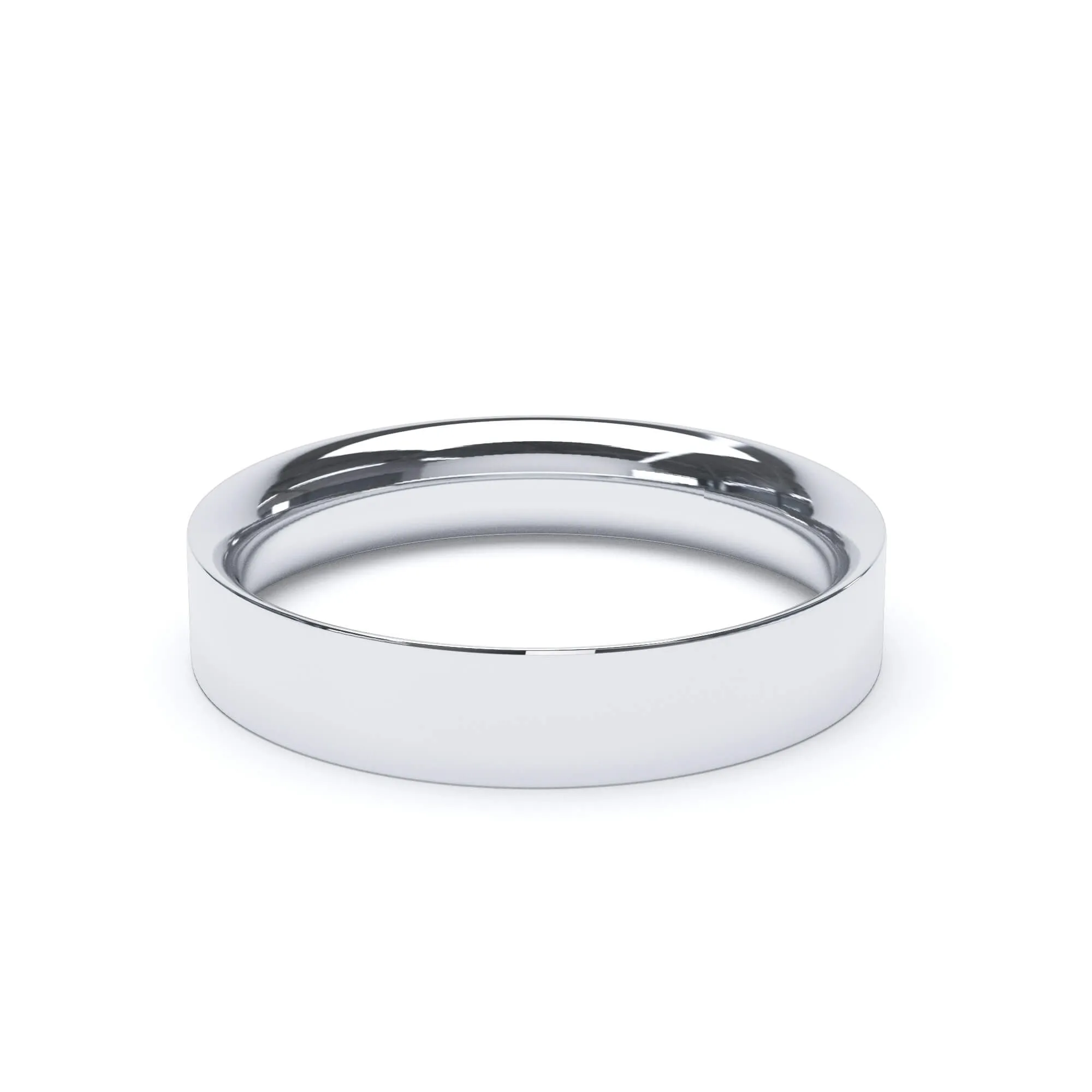 - Flat Court Profile Wedding Ring 18k White Gold