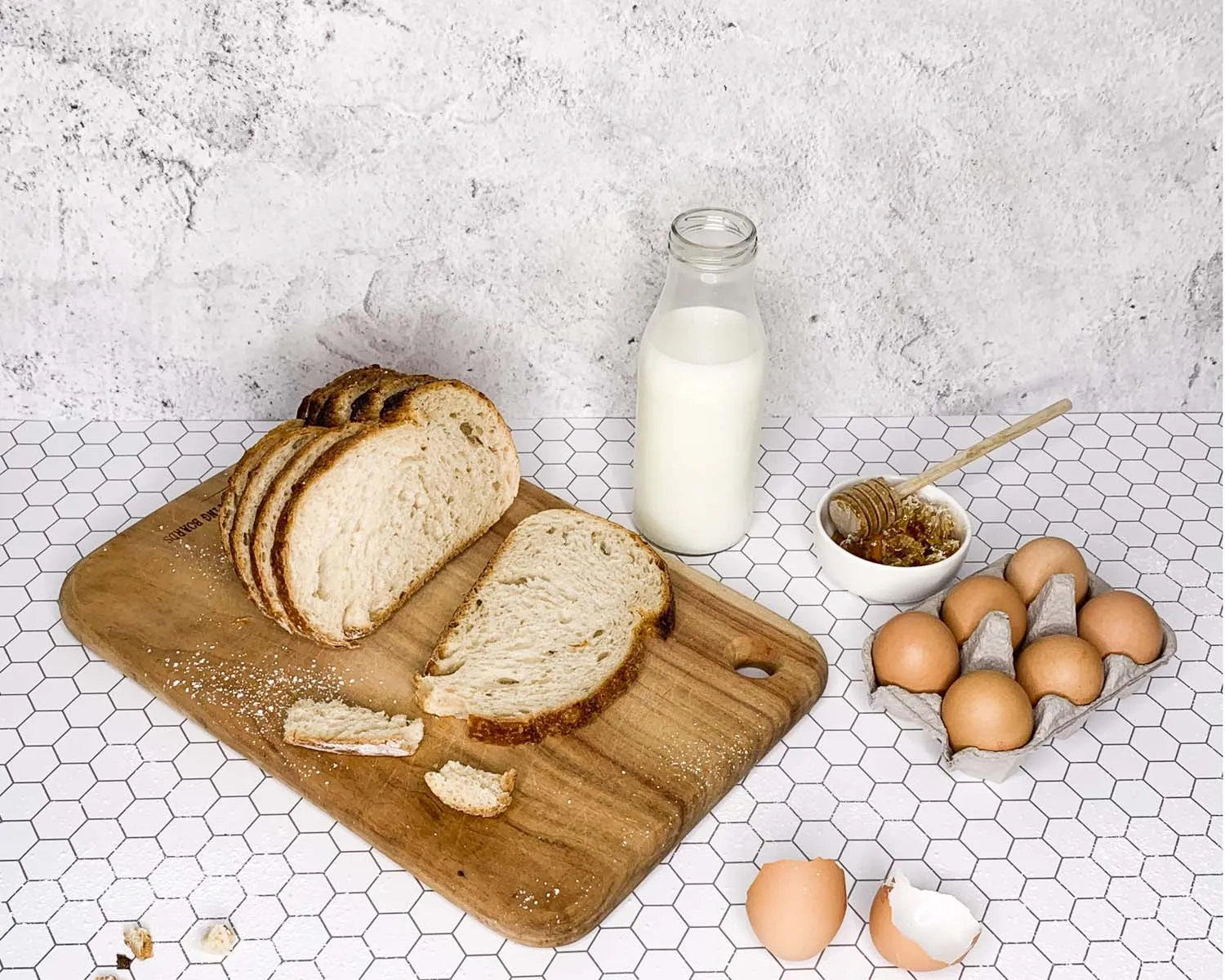 Flat Lay Instagram Backdrop - 'Bondi' White Hexagon Tiles (56cm x 87cm)