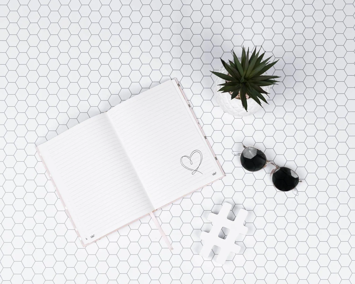 Flat Lay Instagram Backdrop - 'Bondi' White Hexagon Tiles (56cm x 87cm)