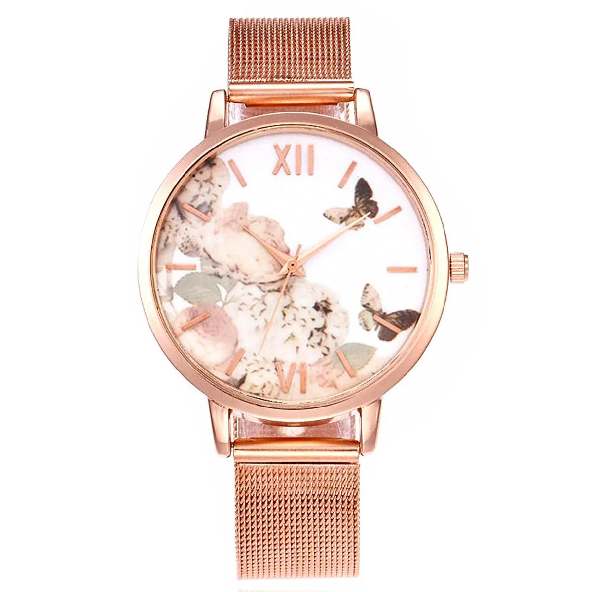 FLORAL & FRIENDS METAL MESH BAND WATCH