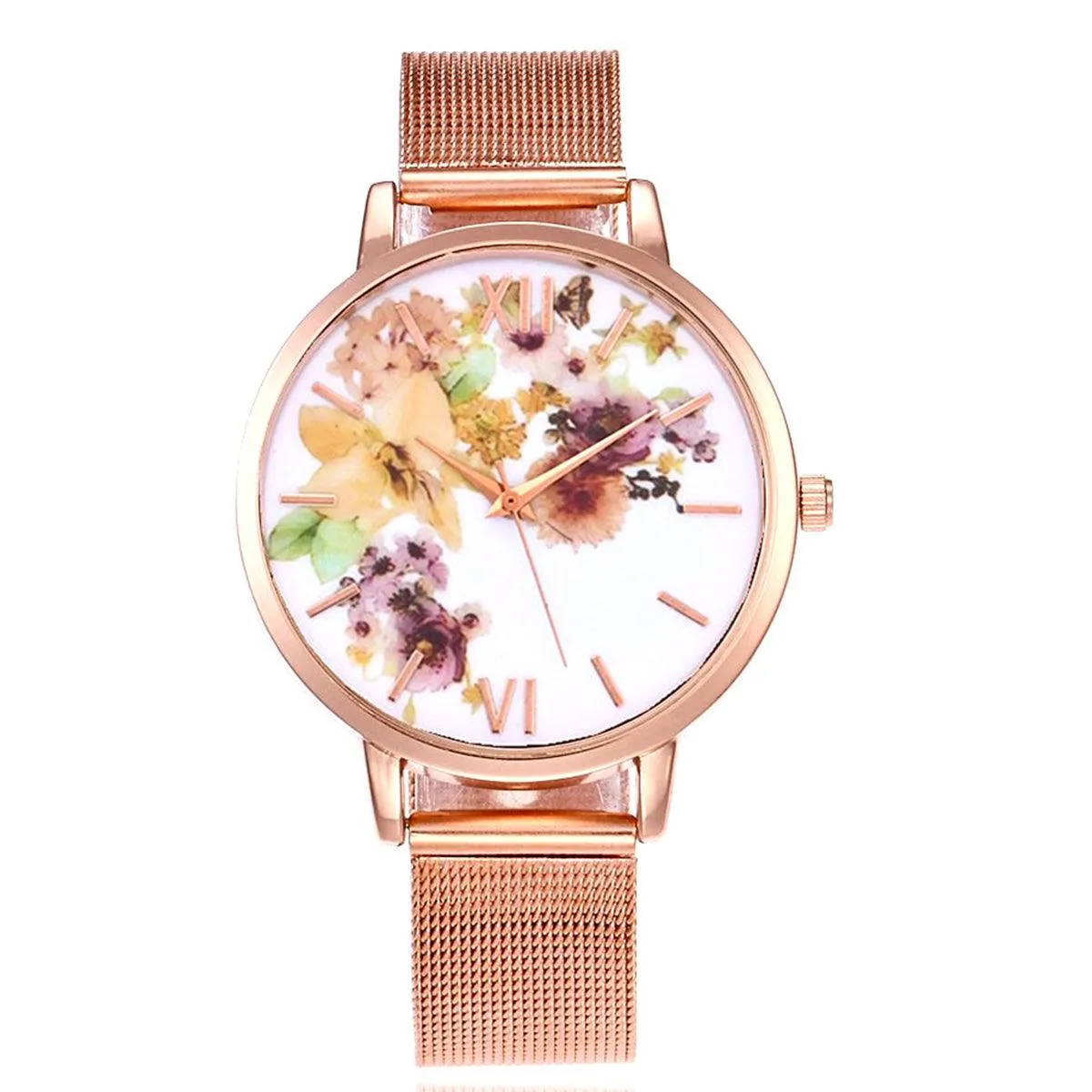 FLORAL & FRIENDS METAL MESH BAND WATCH