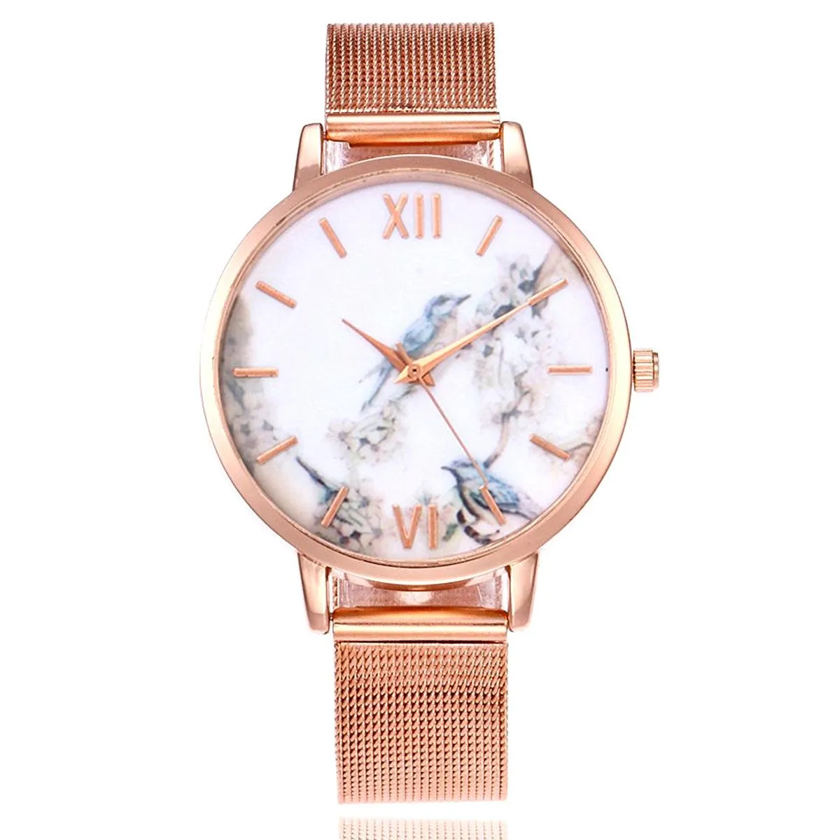 FLORAL & FRIENDS METAL MESH BAND WATCH