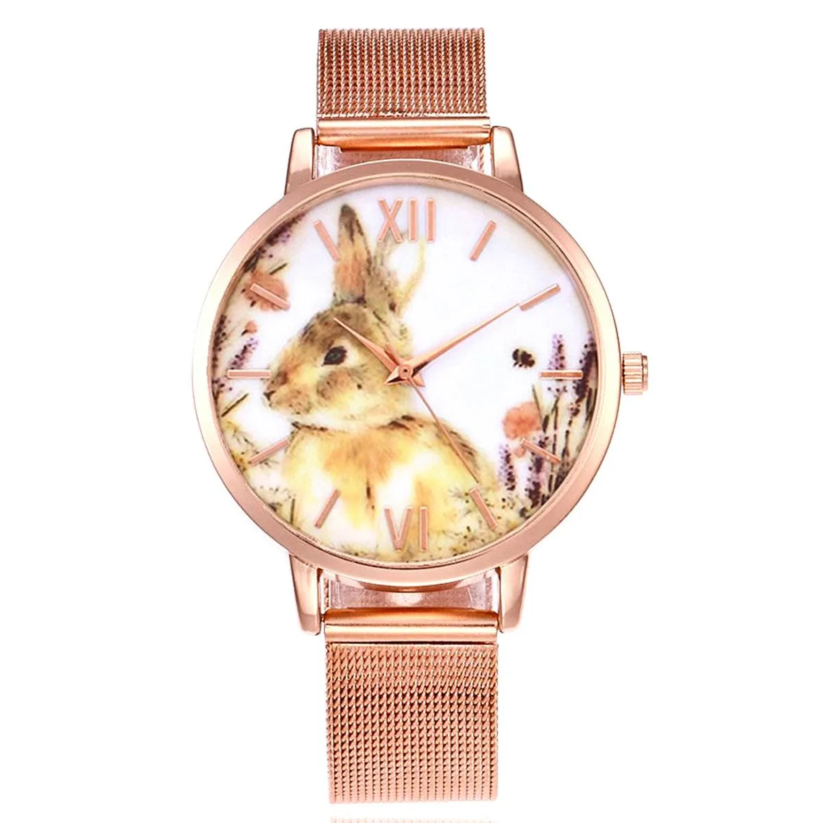 FLORAL & FRIENDS METAL MESH BAND WATCH