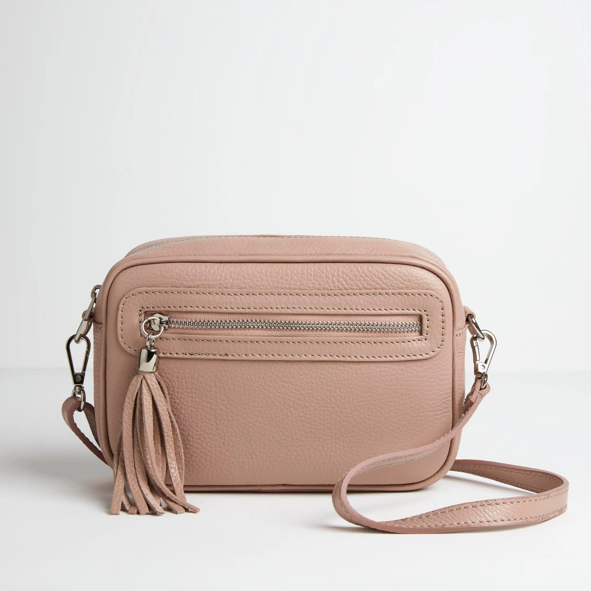 Florence - Crossbody Bag in Blush with Dark Leopard Strap