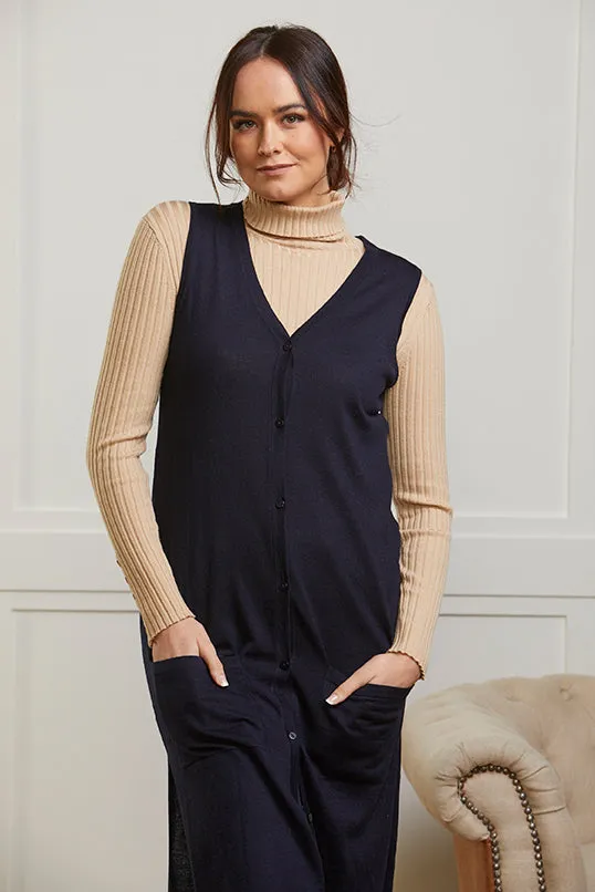 Florence Long Cardigan - Navy - 50% OFF