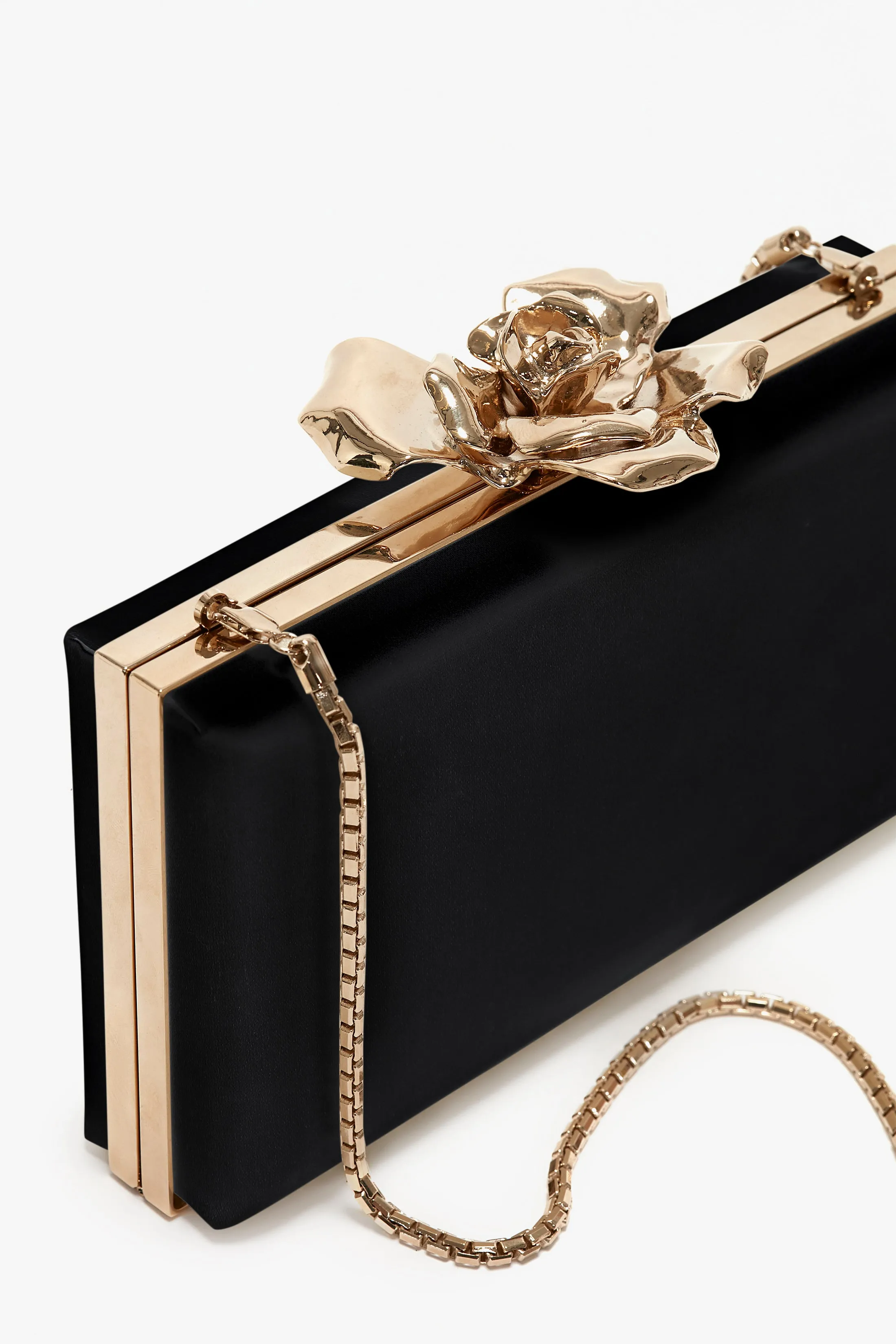 Frame Flower Minaudiere Bag in Black