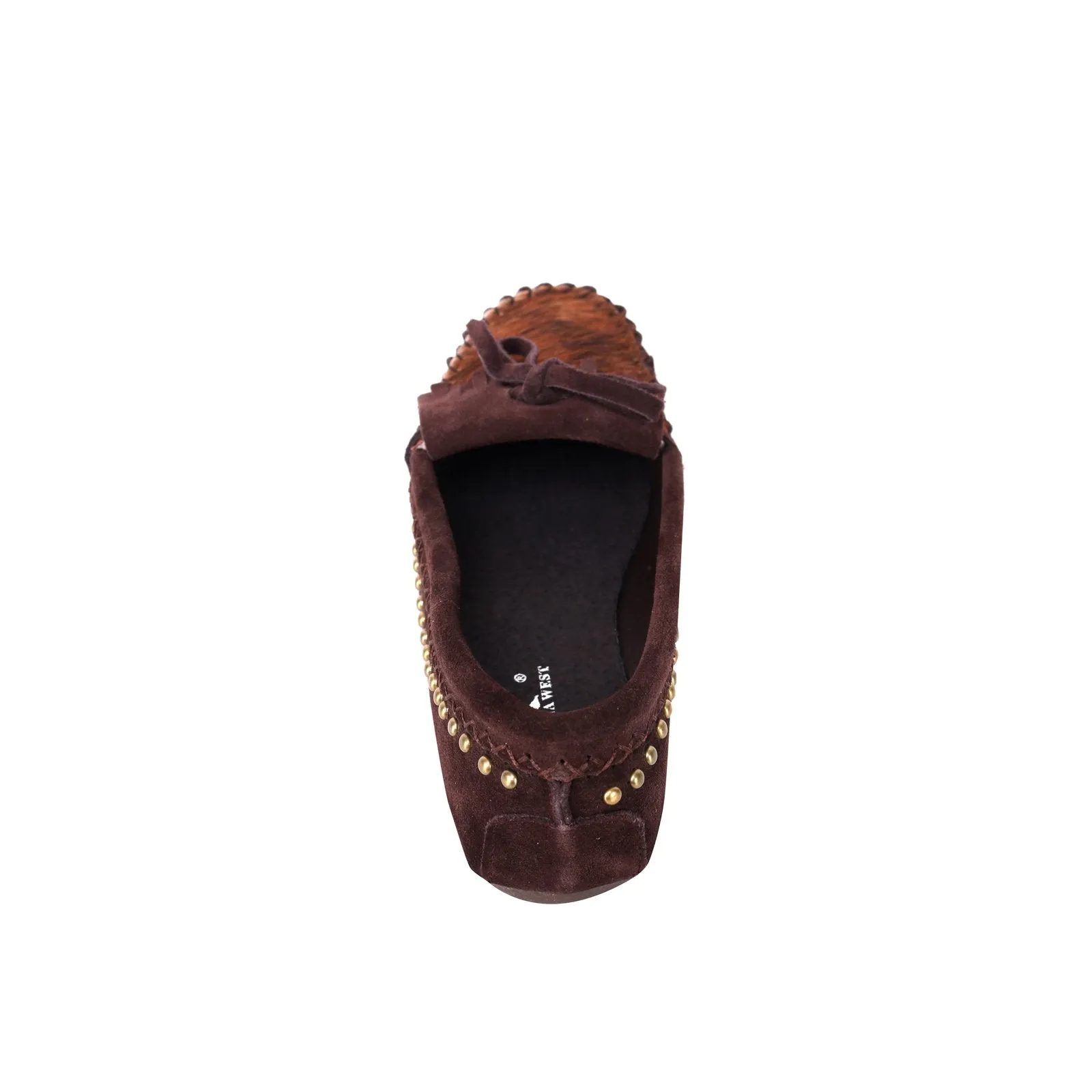 Fringe Suede Studs Moccasin Slipper