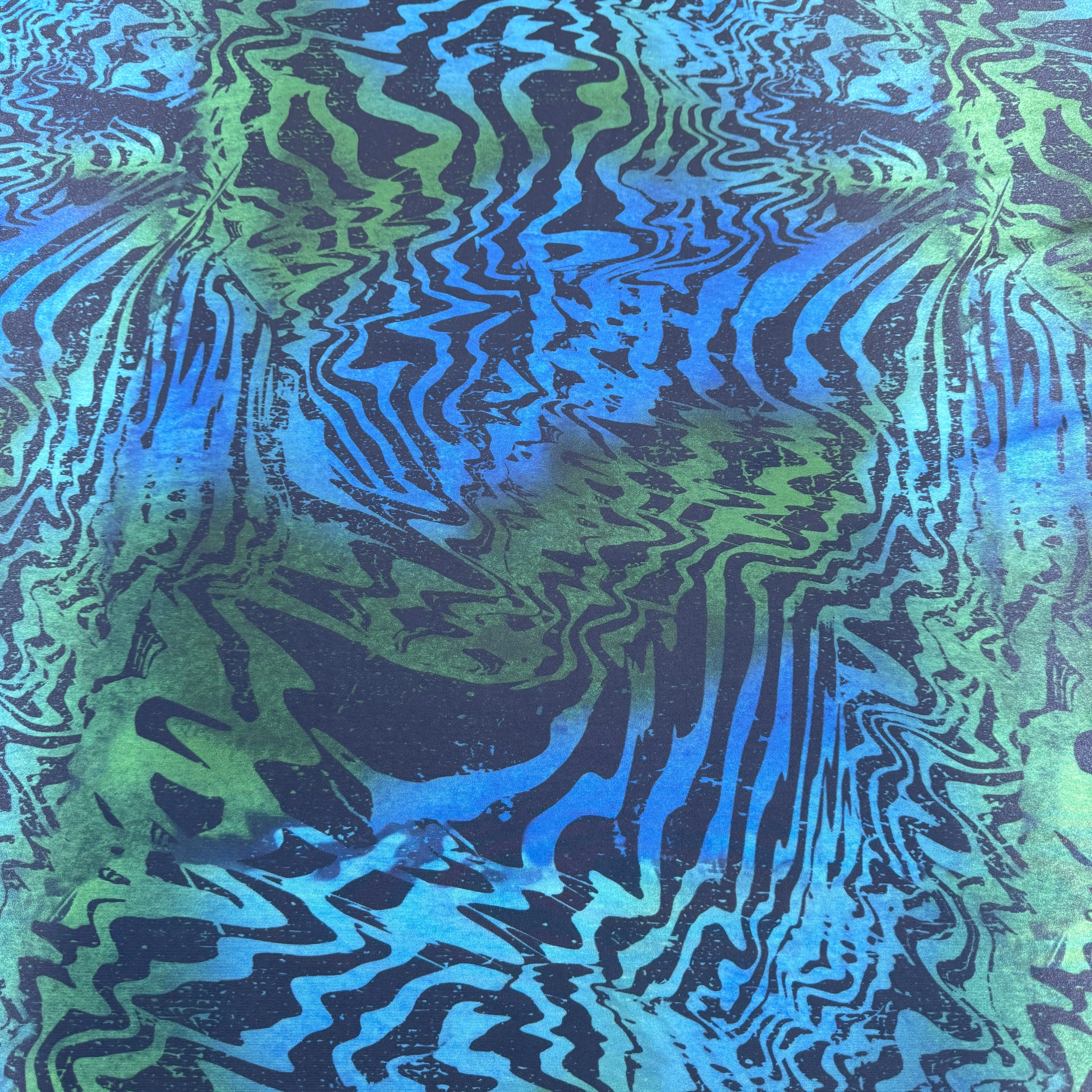 FS1237 Animal Tie Dye Spandex All Way Stretch Fabric Blue Green