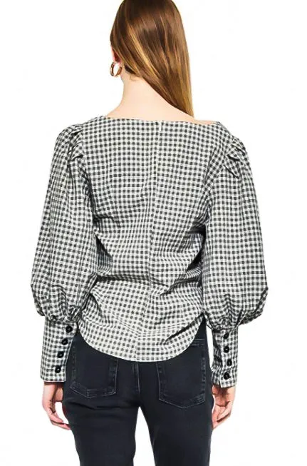 Gingham Puff Sleeve Top