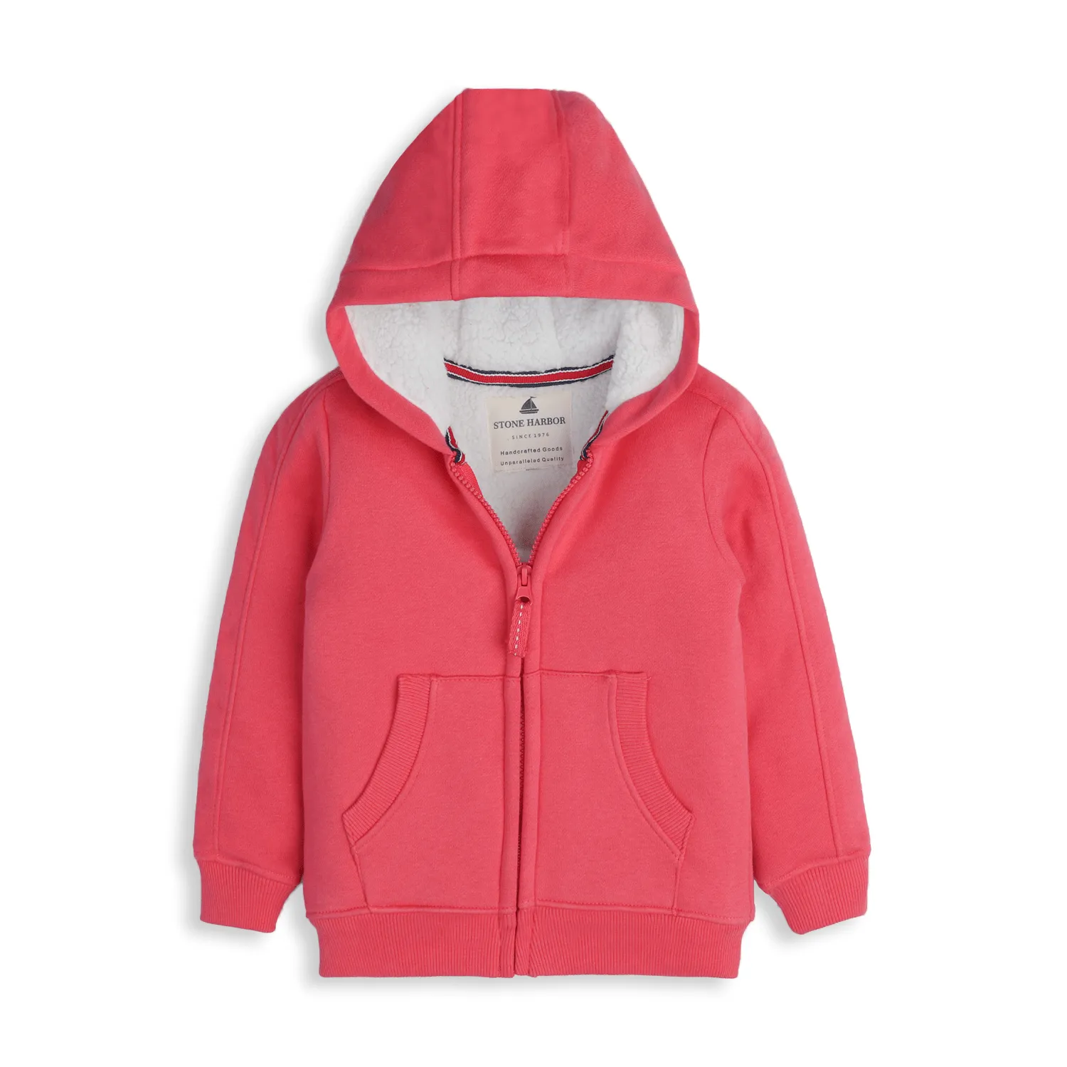 GIRL'S PINK HEAVY SHERPA HOODIE