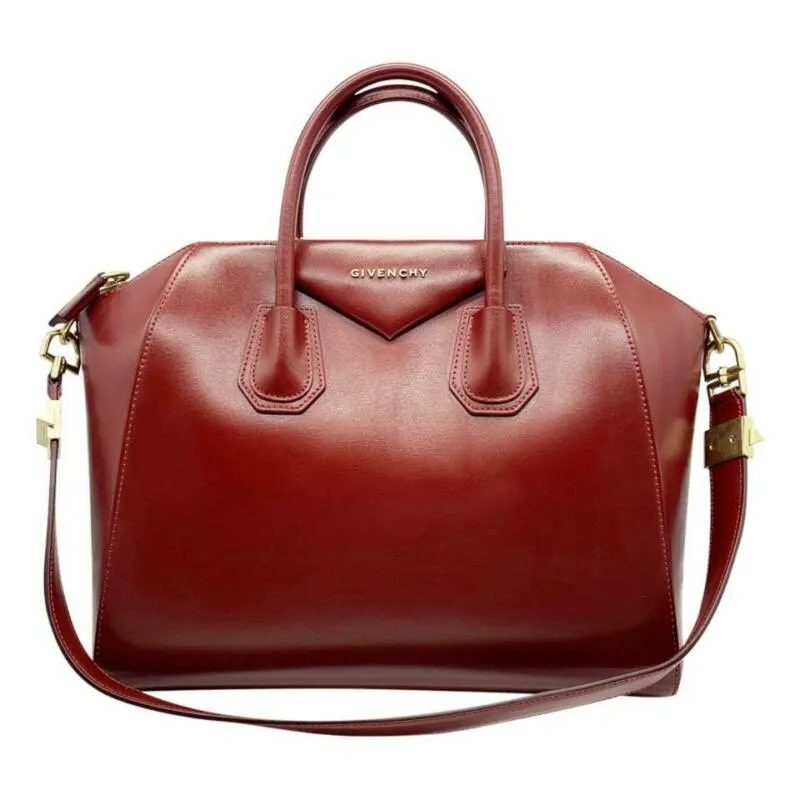 Givenchy Medium Smooth Antigona Burgundy Shiny Lord Red Leather Shoulder Bag