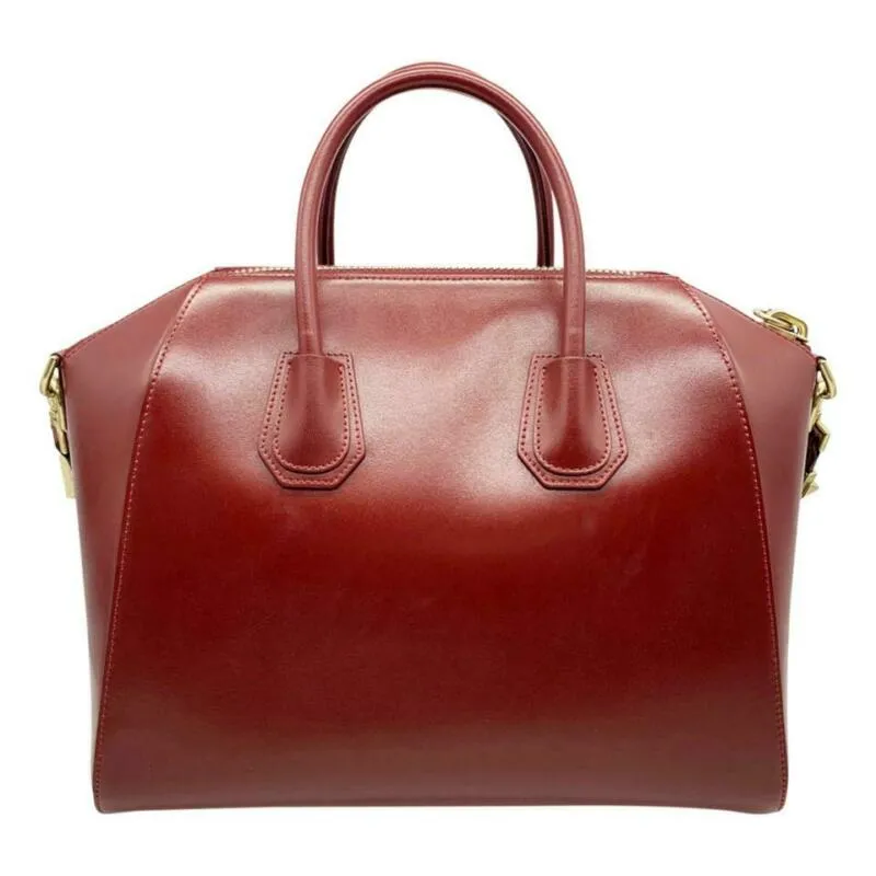 Givenchy Medium Smooth Antigona Burgundy Shiny Lord Red Leather Shoulder Bag