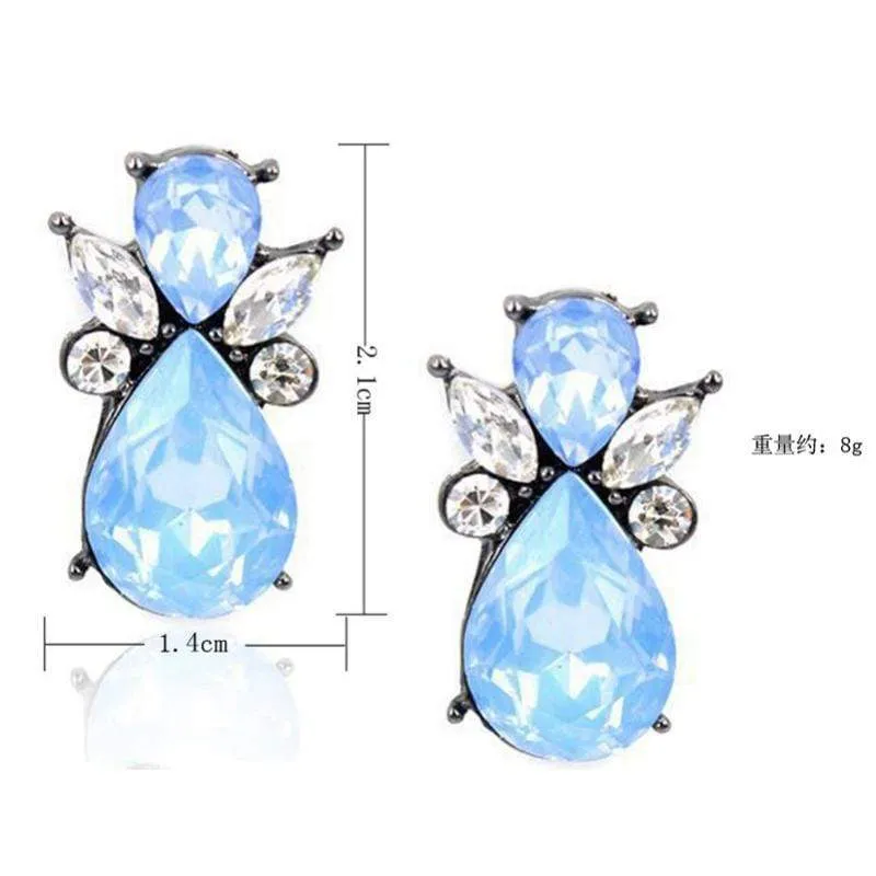 Glass Angels Ice Blue Gem Earrings