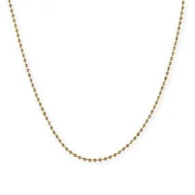 Gold Filled Diamond Cut Beaded Ball 1mm Chain Necklace