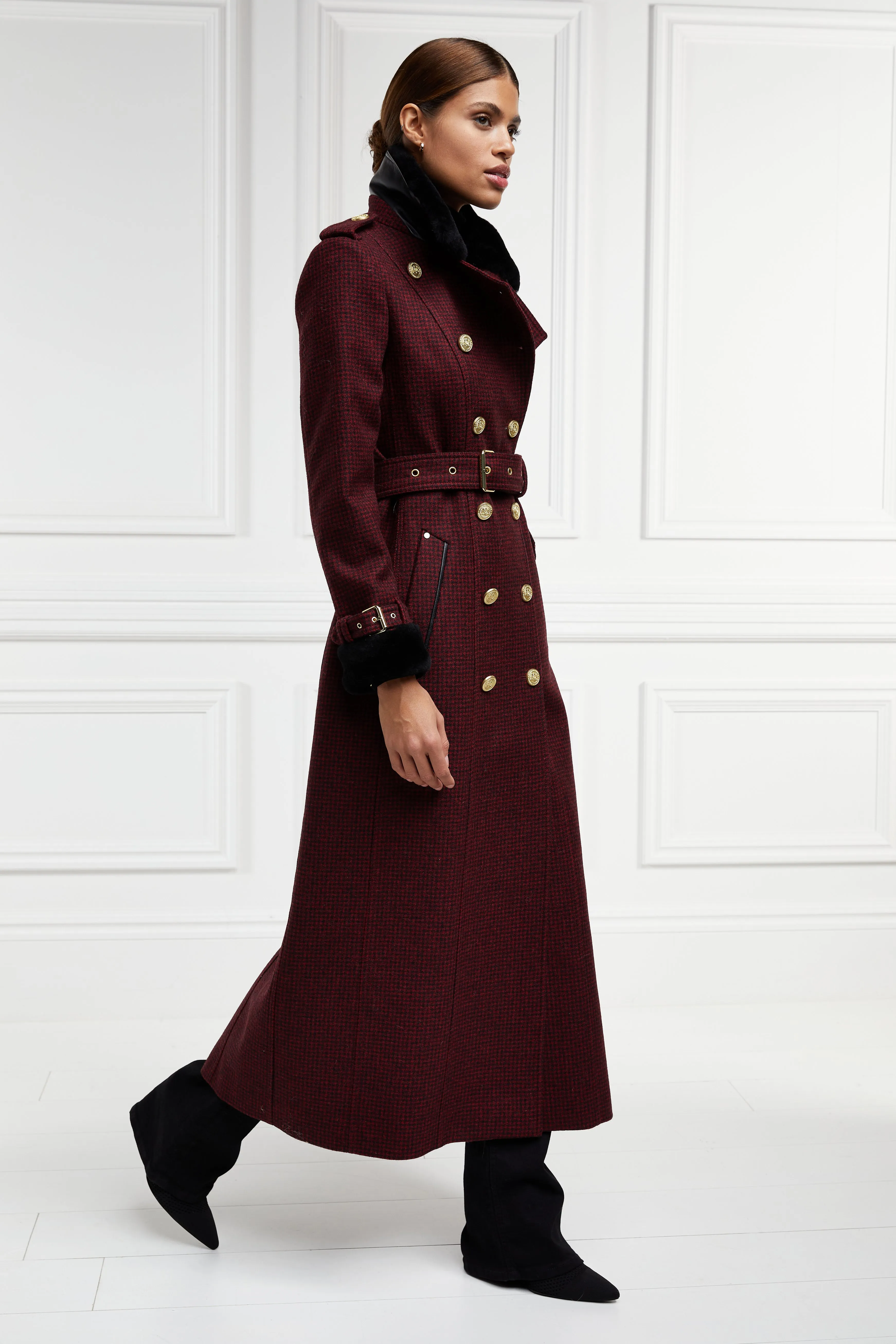 Gold Label Trench (Deep Red Houndstooth)