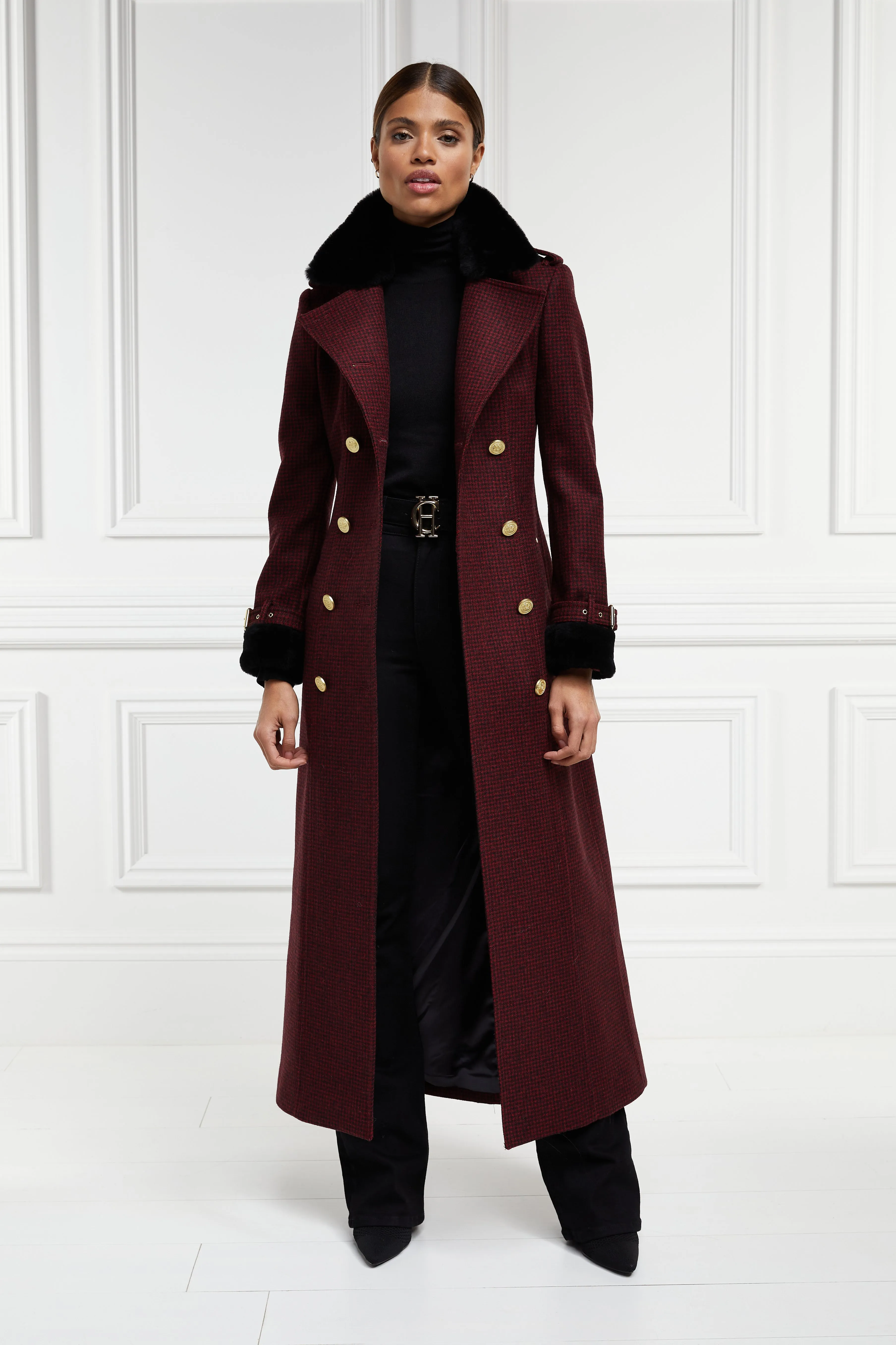 Gold Label Trench (Deep Red Houndstooth)