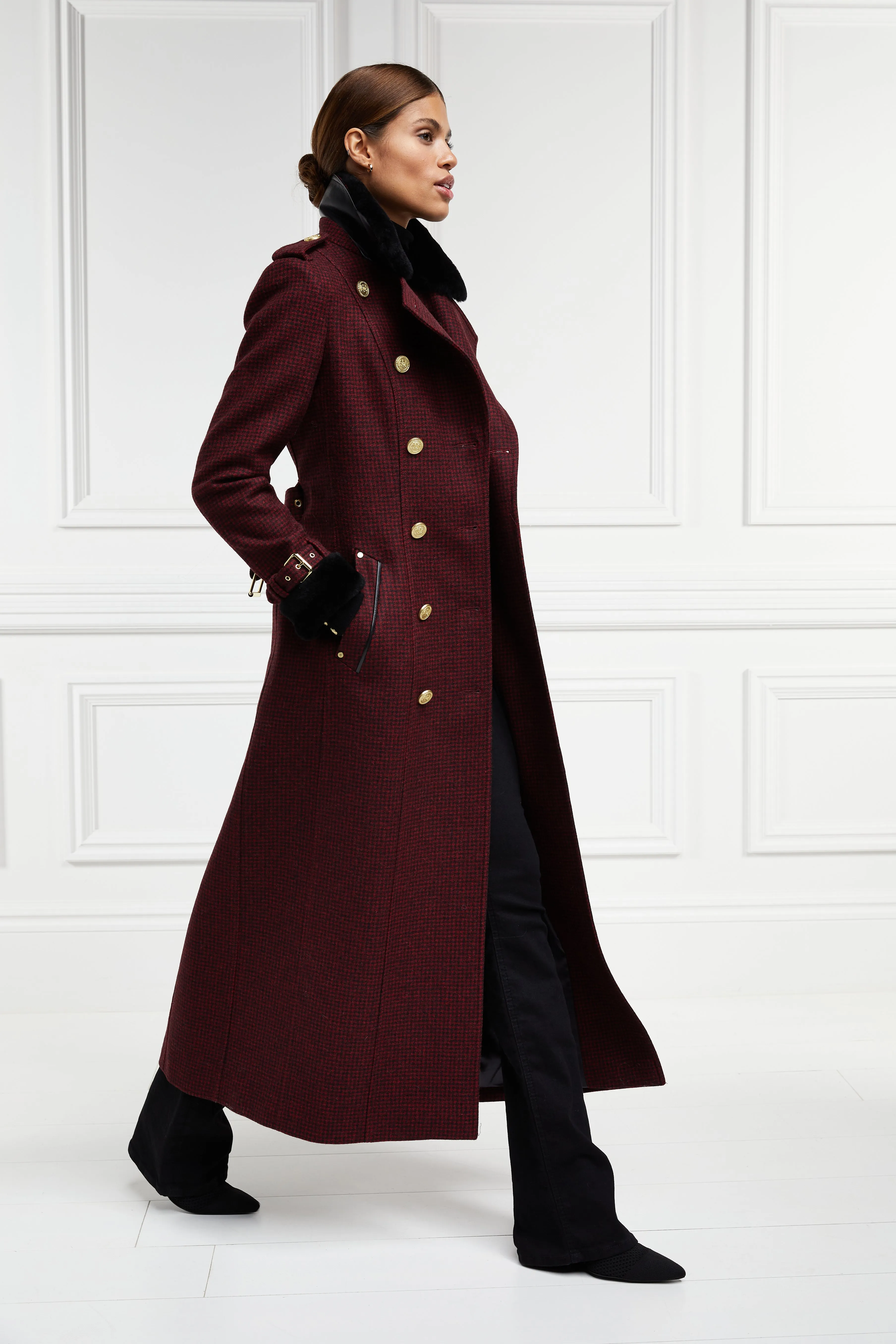 Gold Label Trench (Deep Red Houndstooth)