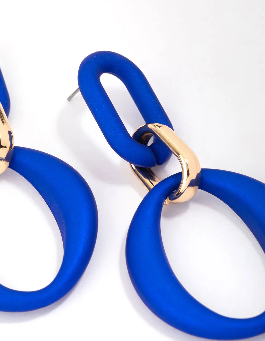 Gold Rubber Coated Link Drop Earrings