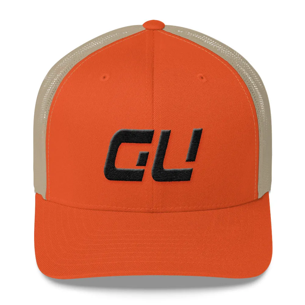 Guam - Mesh Back Trucker Cap - Black Embroidery - GU - Many Hat Color Options Available