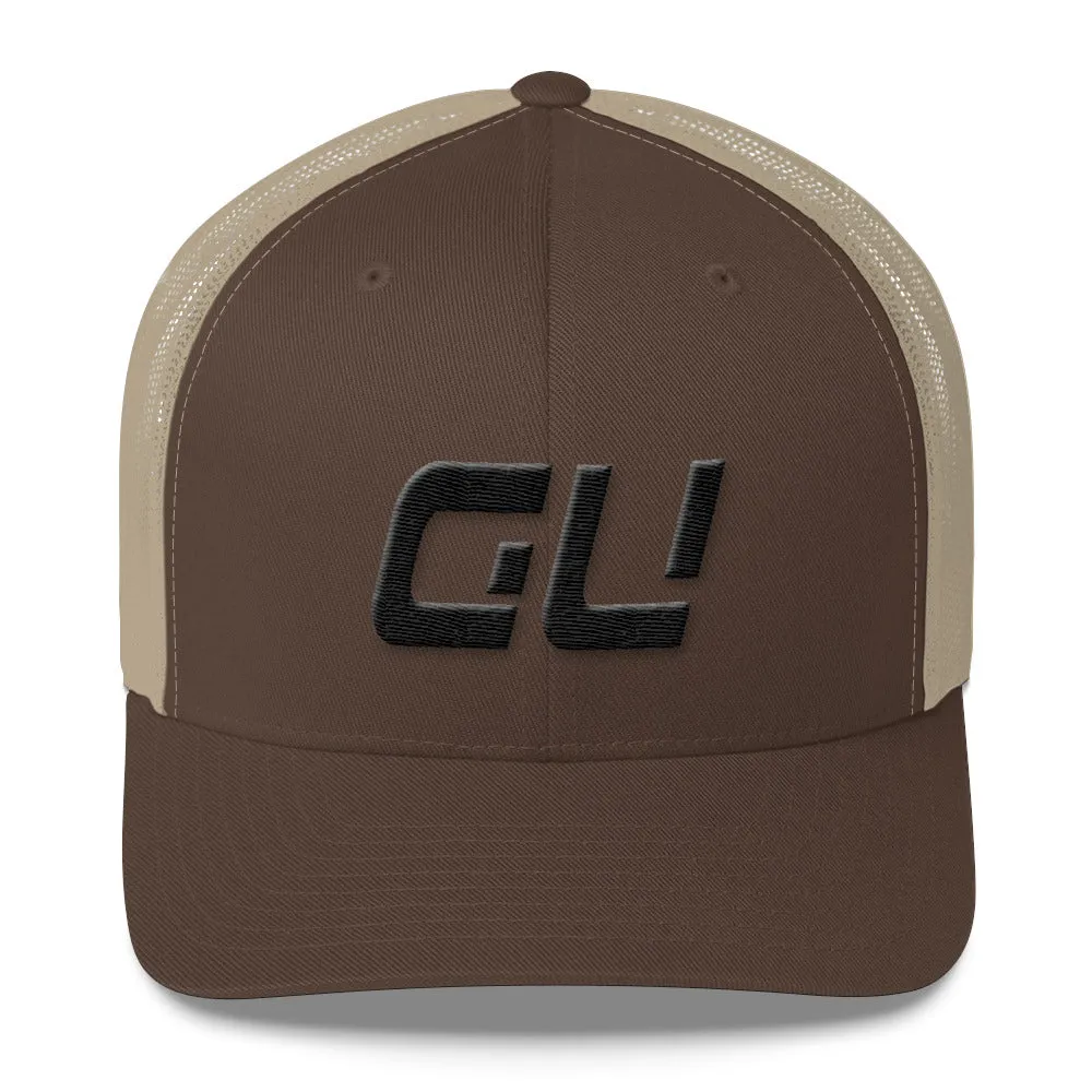 Guam - Mesh Back Trucker Cap - Black Embroidery - GU - Many Hat Color Options Available