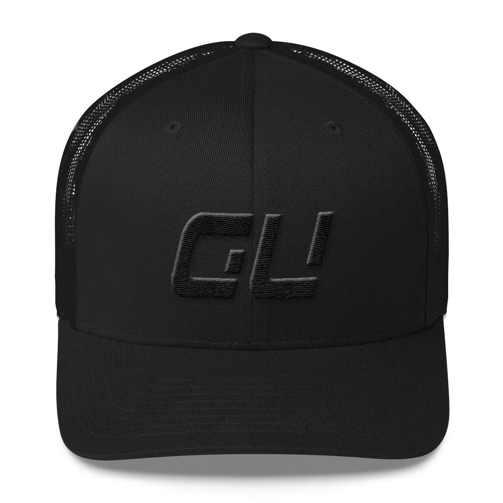 Guam - Mesh Back Trucker Cap - Black Embroidery - GU - Many Hat Color Options Available