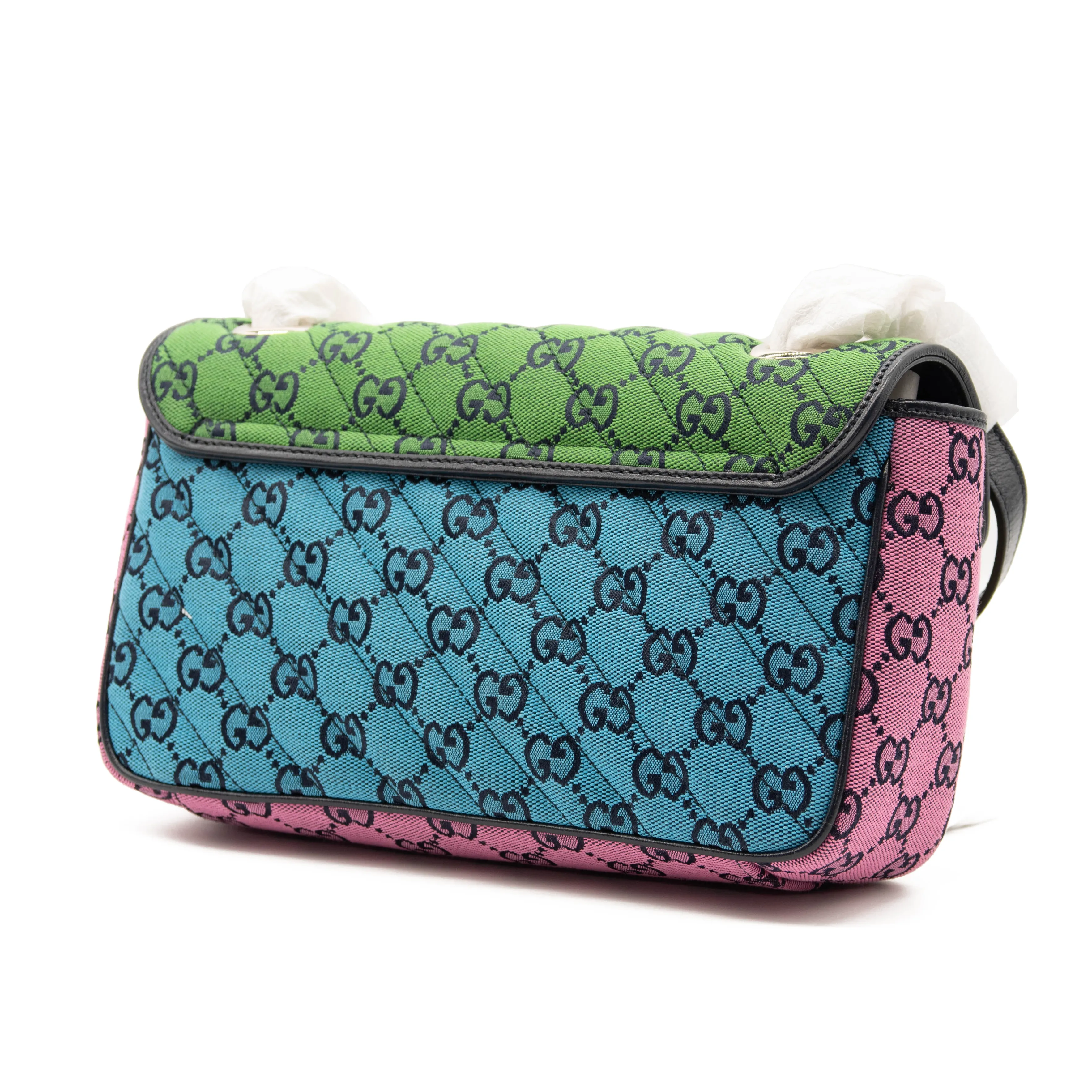 Gucci Monogram Multicolor Matelasse Diagonal Small GG Marmont Shoulder Bag Multicolor