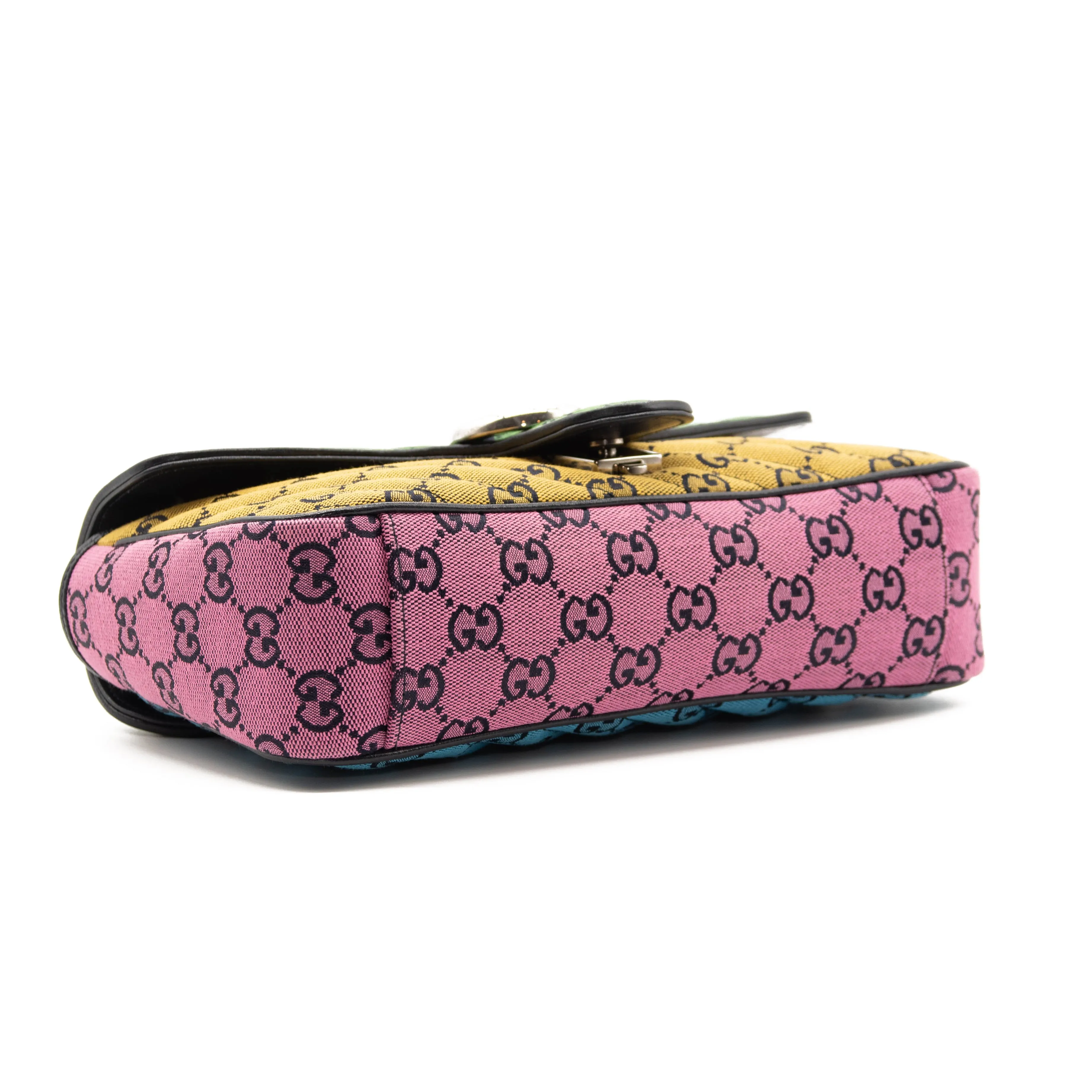 Gucci Monogram Multicolor Matelasse Diagonal Small GG Marmont Shoulder Bag Multicolor