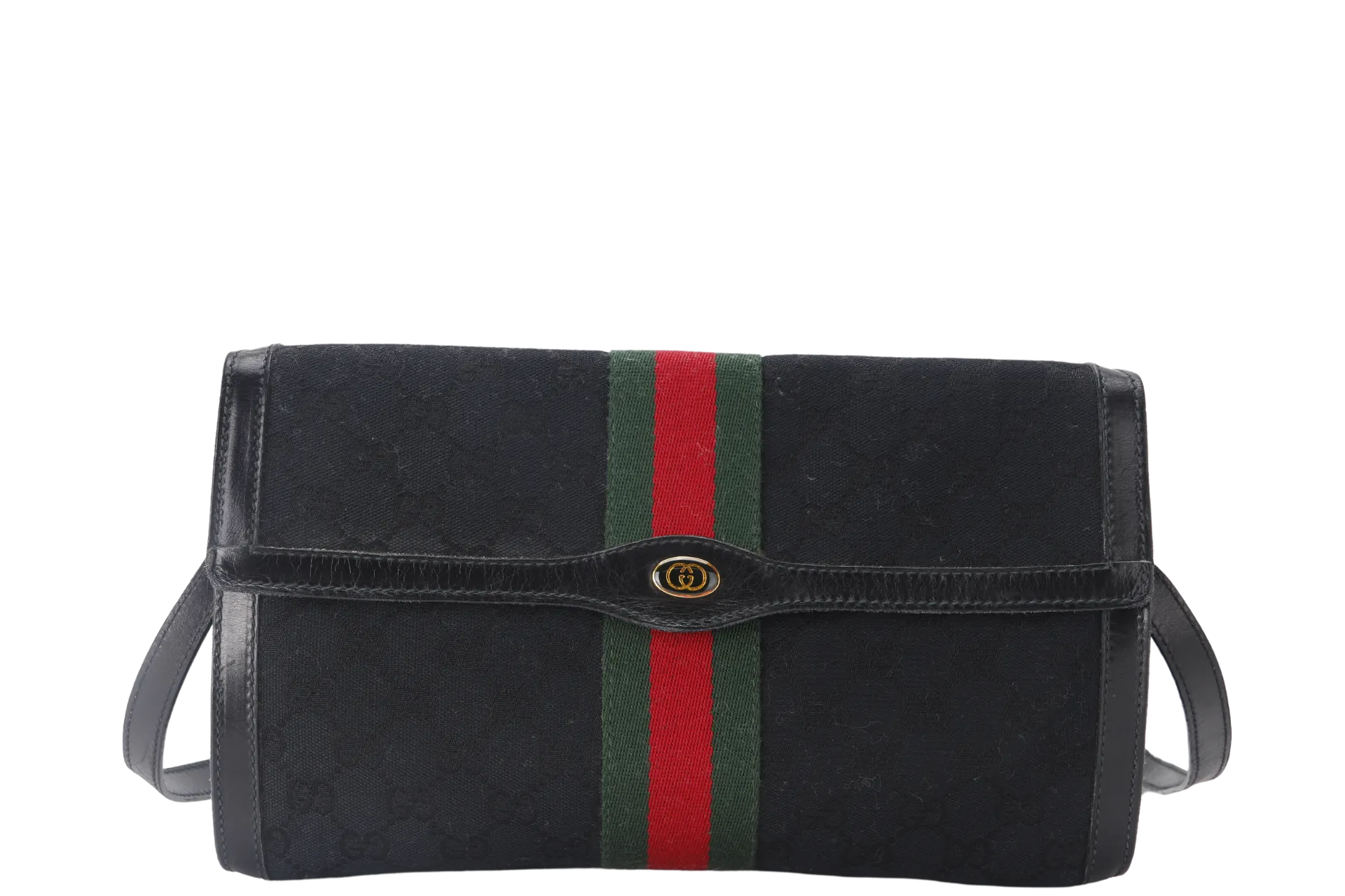 GUCCI SHOULDER BAG (67-04-3657) BLACK CANVAS WITH DUST COVER