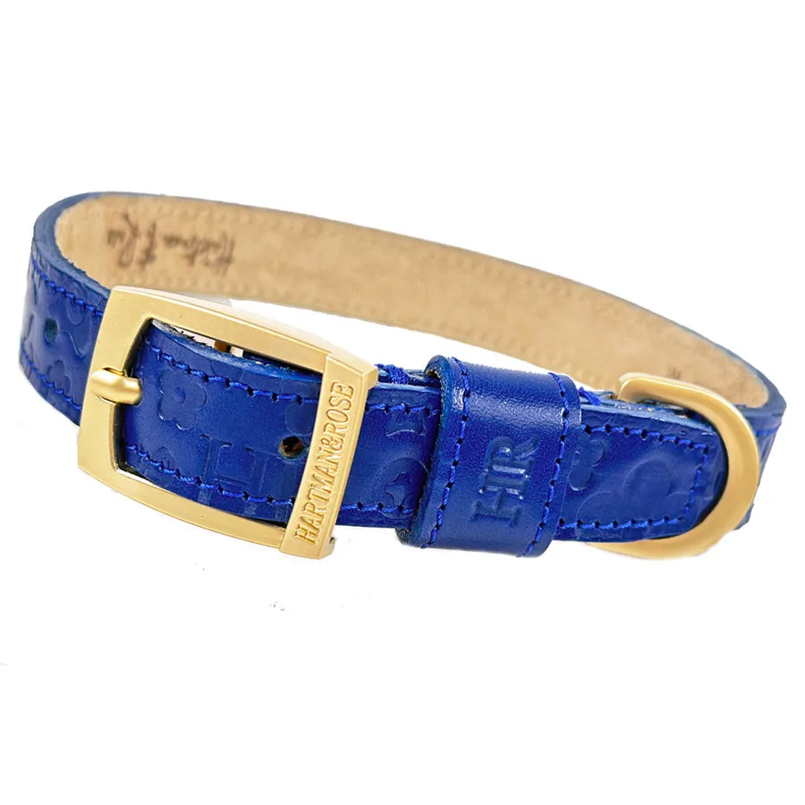 H&R Embossed Dog Collar in Cobalt Blue