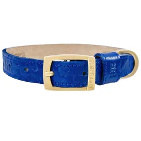 H&R Embossed Dog Collar in Cobalt Blue