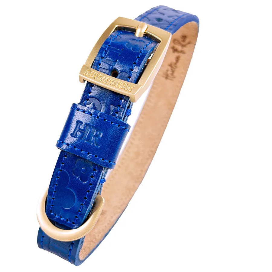 H&R Embossed Dog Collar in Cobalt Blue