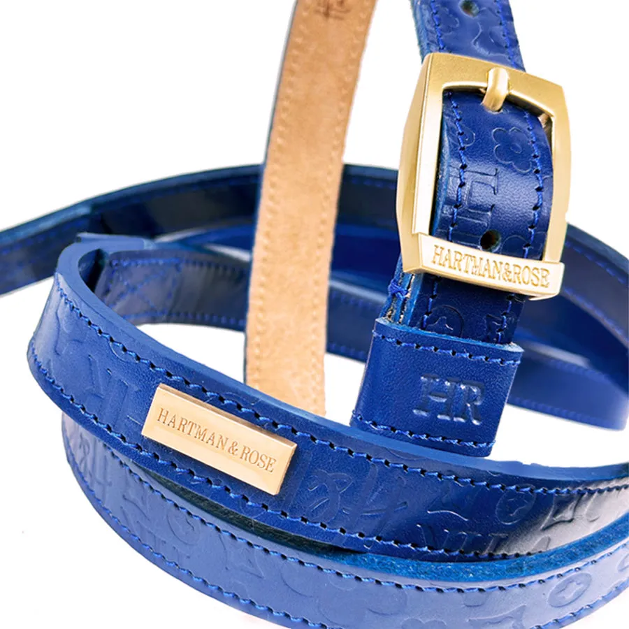 H&R Embossed Dog Collar in Cobalt Blue