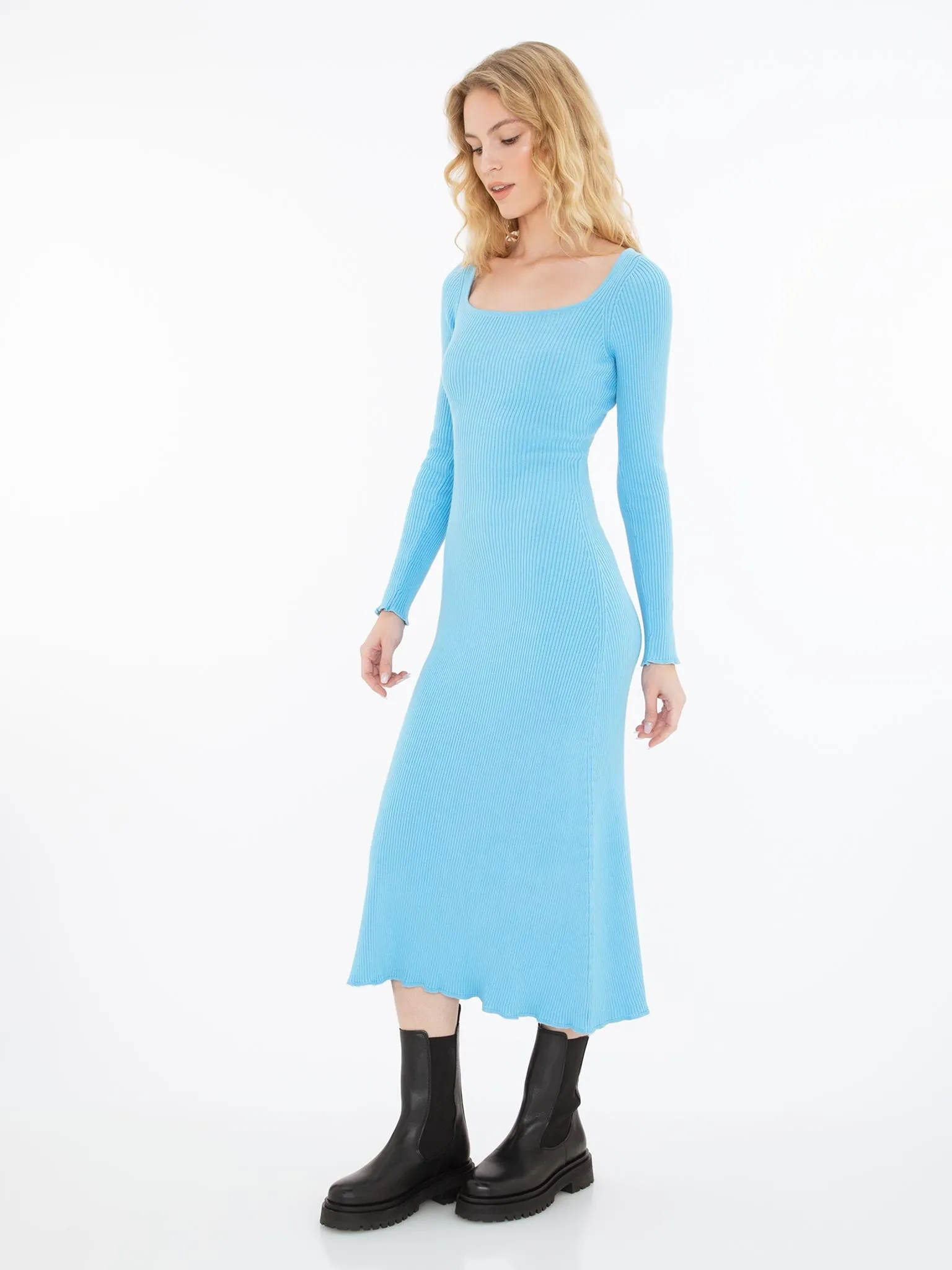 Hampton Knit Dress in Soft Blue