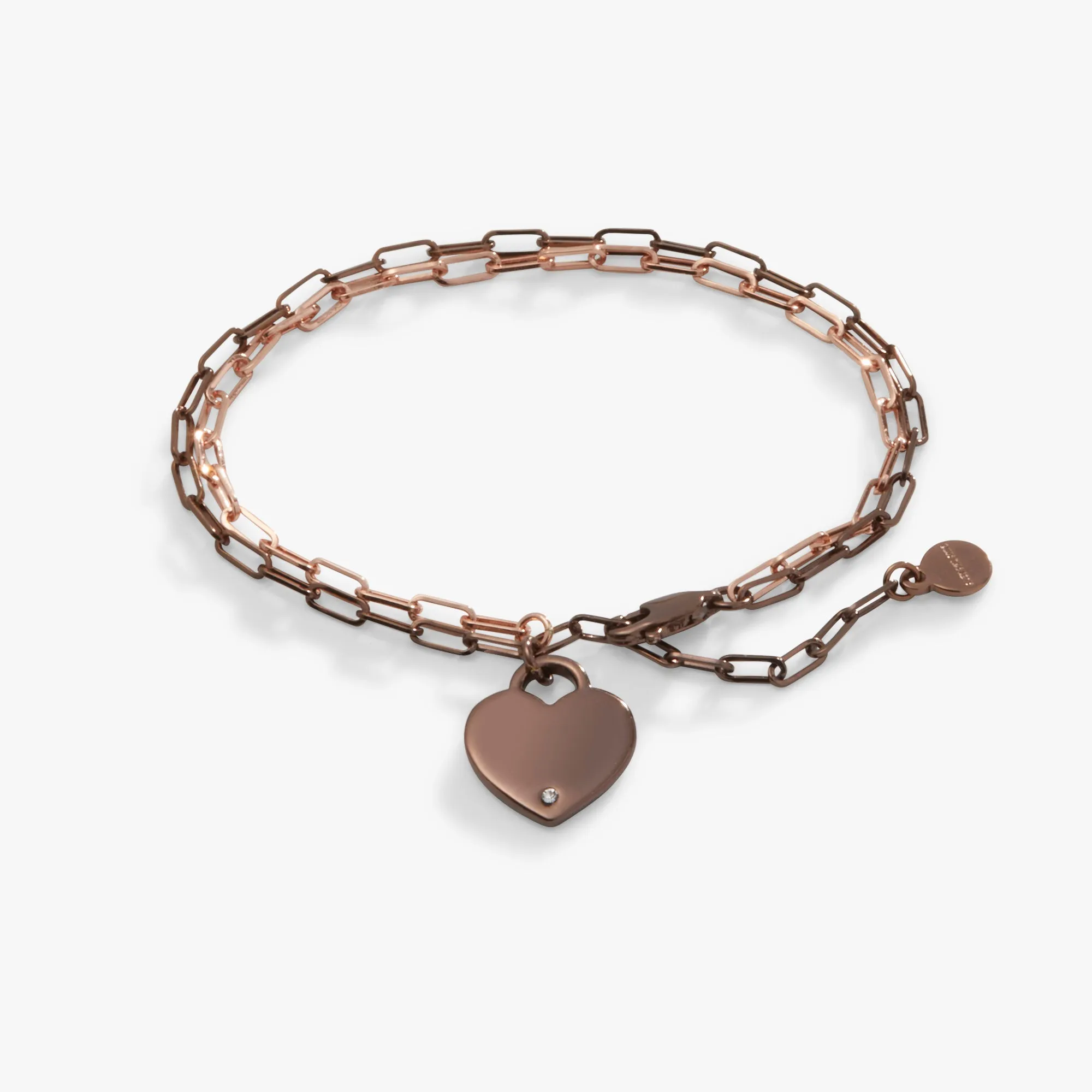 Heart Charm Double Paperclip Chain Bracelet