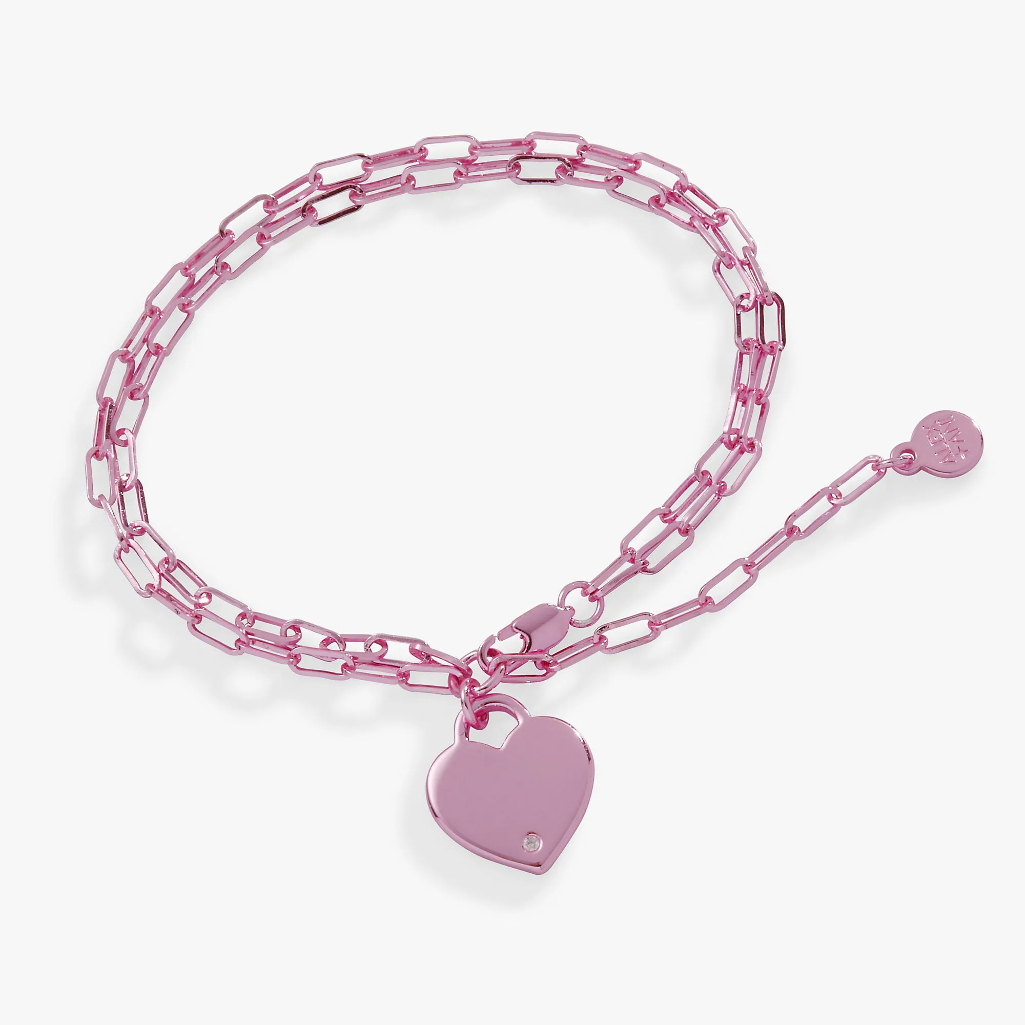 Heart Charm Double Paperclip Chain Bracelet