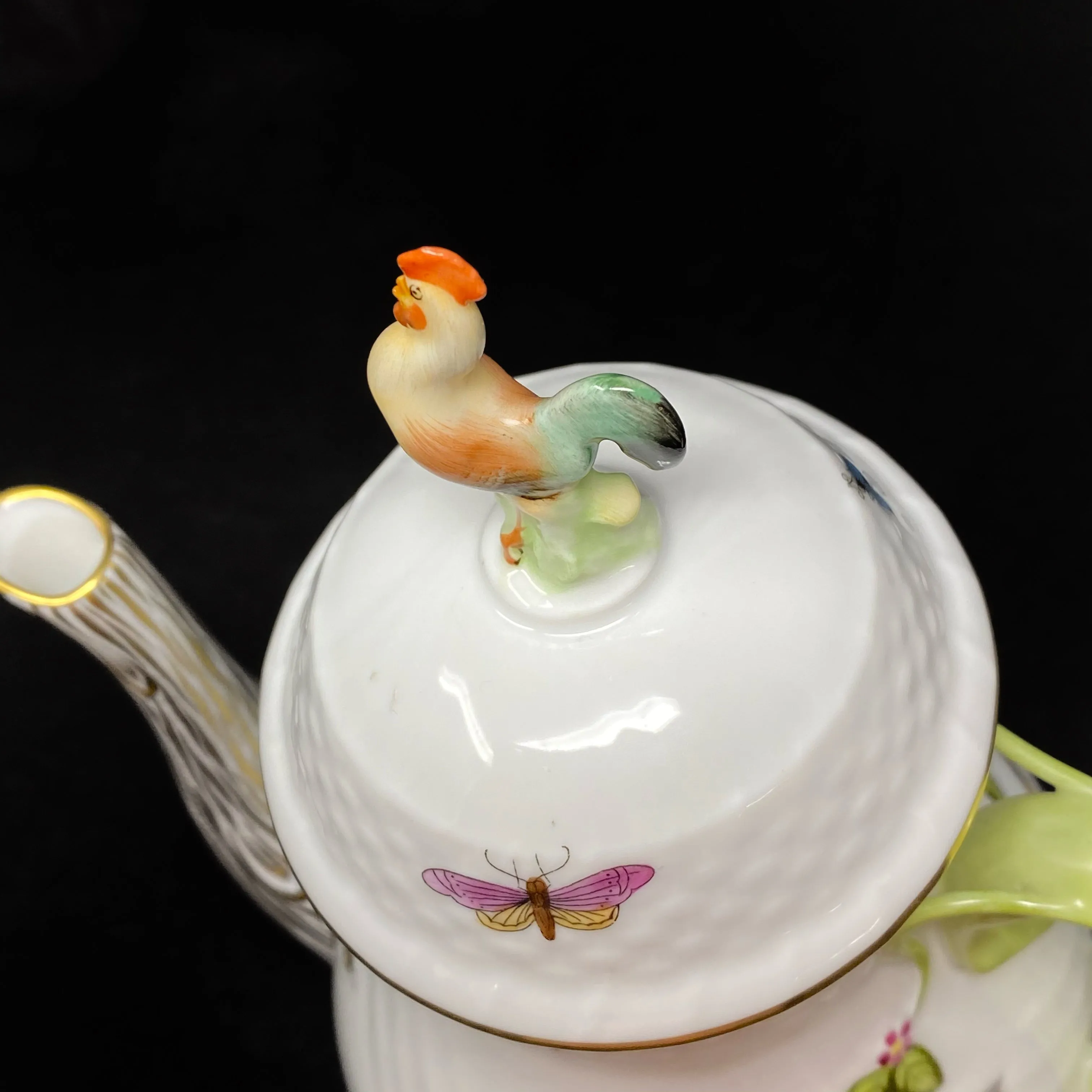 Herend Chanticleer Rooster Coffee Pot 10" Tall 36 oz