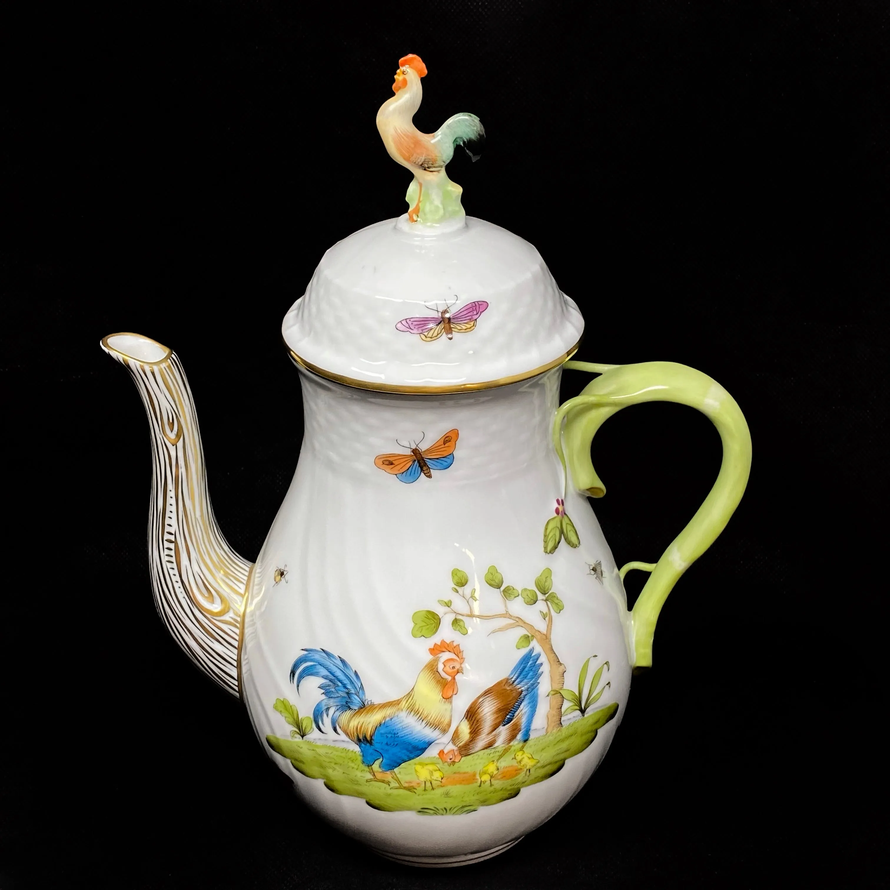 Herend Chanticleer Rooster Coffee Pot 10" Tall 36 oz